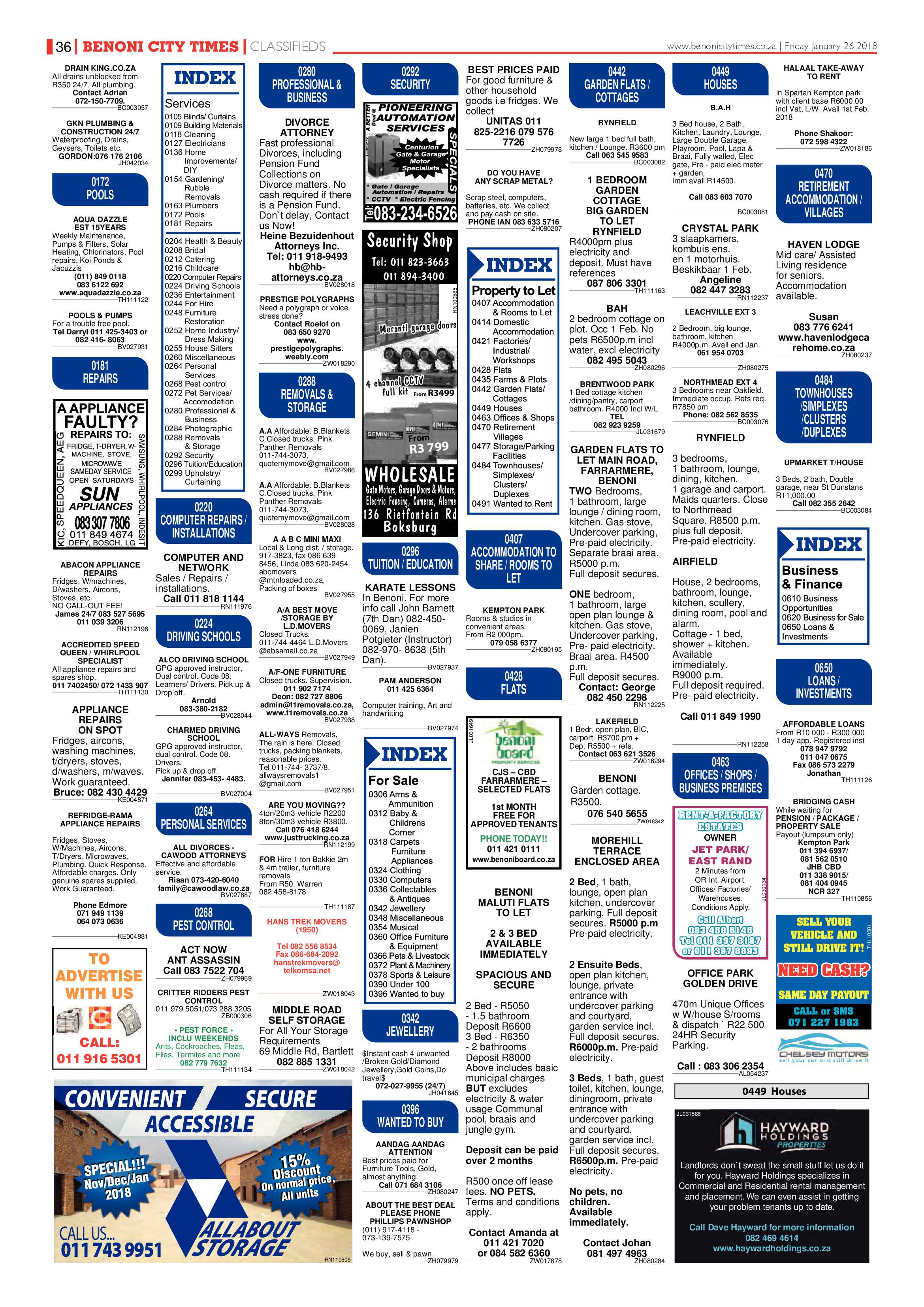 Benoni City Times 25 January 2018 page 36