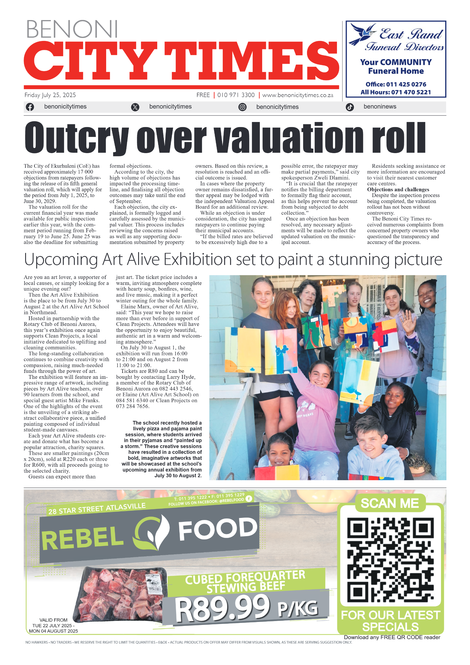 Benoni City Times 25 July 2025 page 1