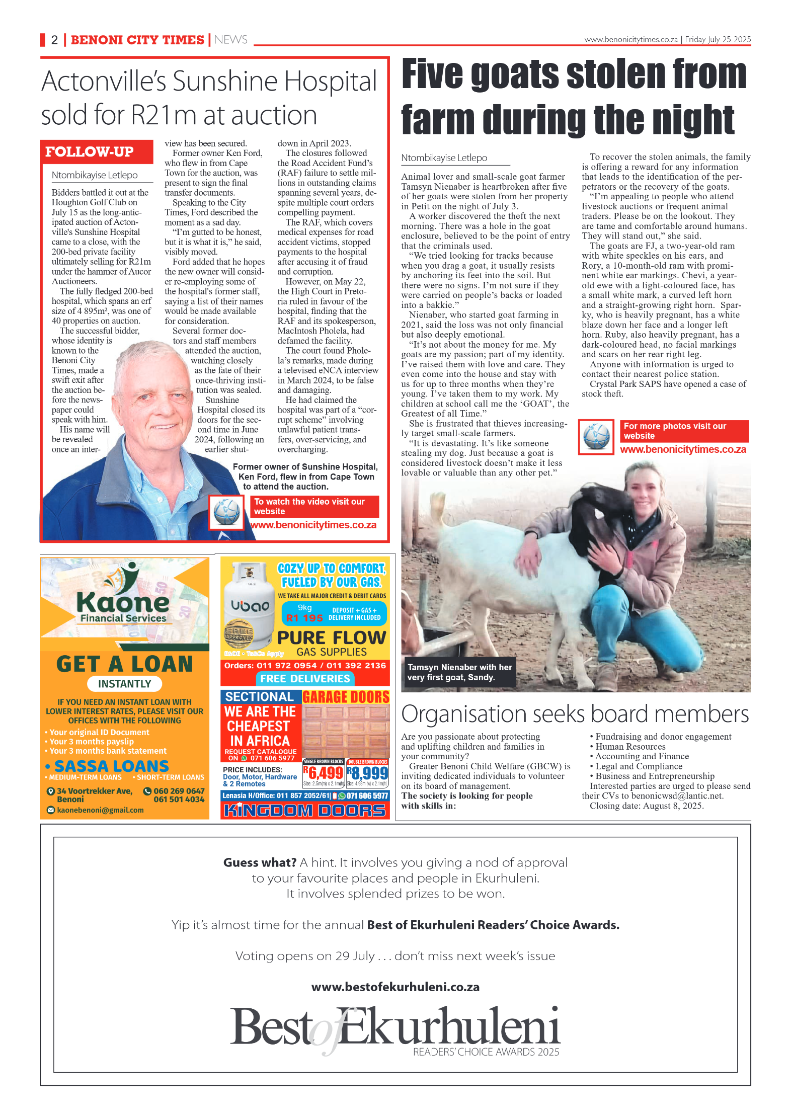 Benoni City Times 25 July 2025 page 2