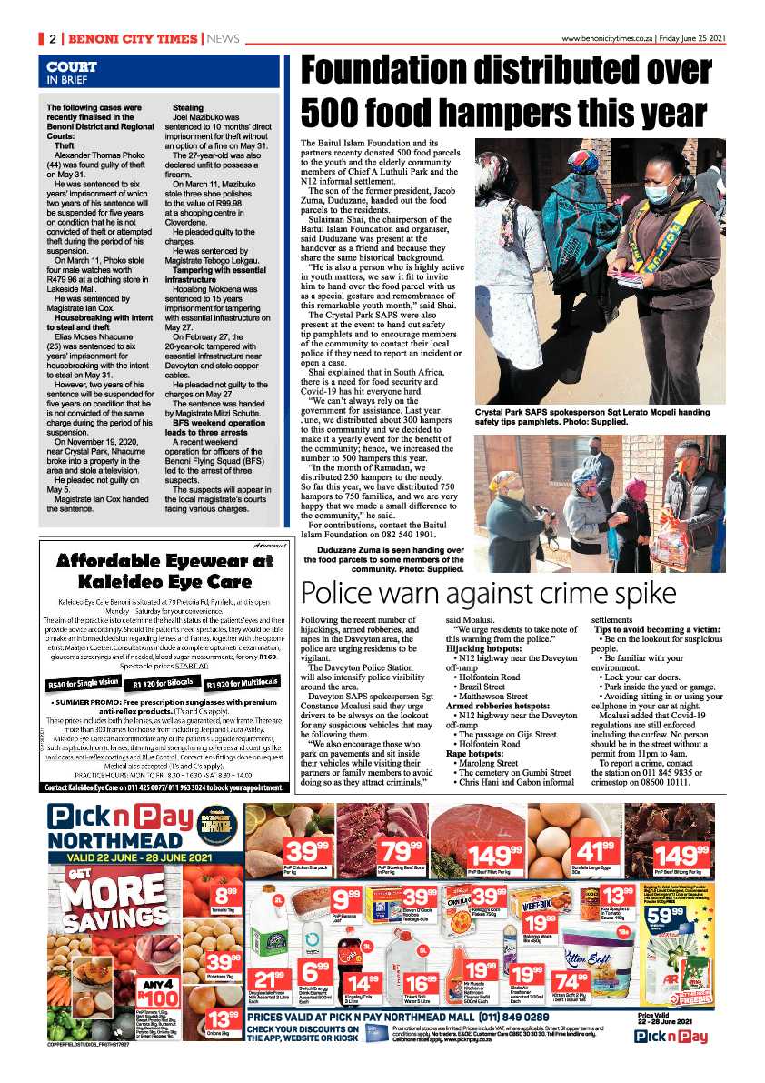 Benoni City Times 25 June 2021 page 2