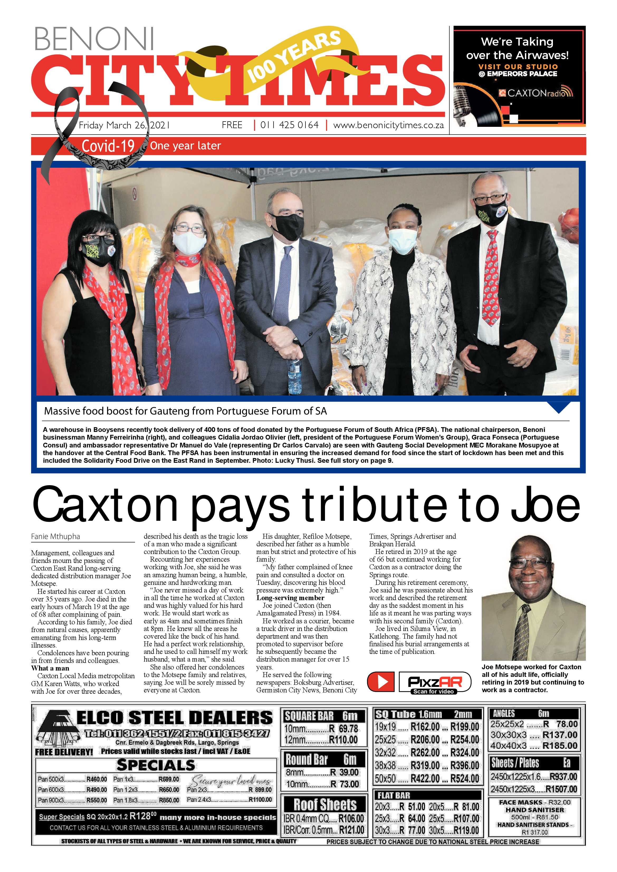 Benoni City Times 25 March 2021 page 1