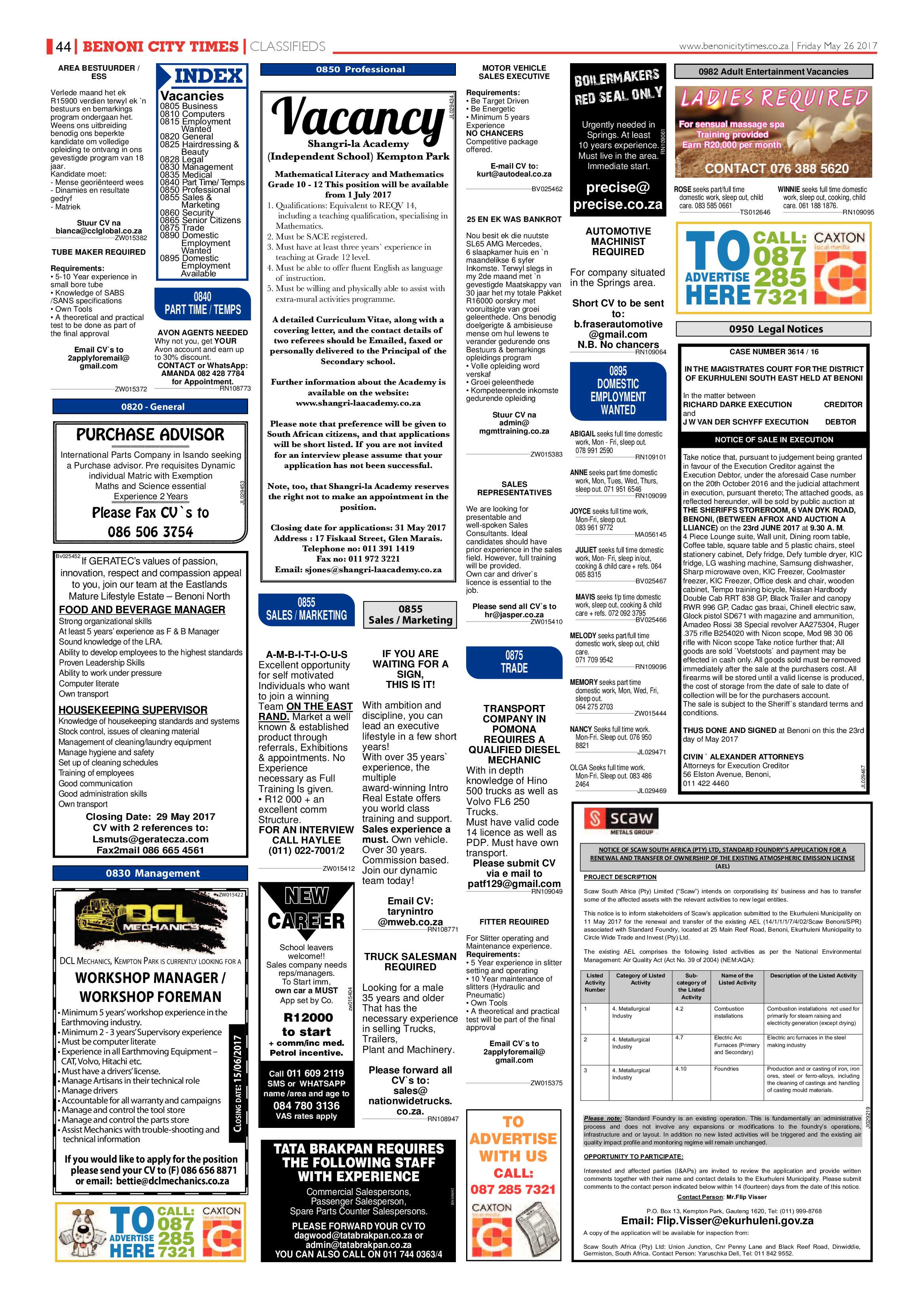 Benoni City Times 25 May 2017 page 44