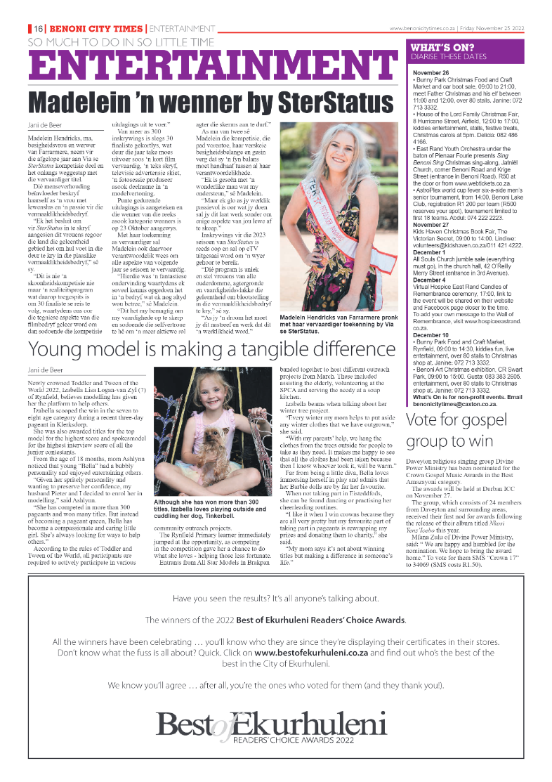 Benoni City Times 25 Nov 2022 page 16