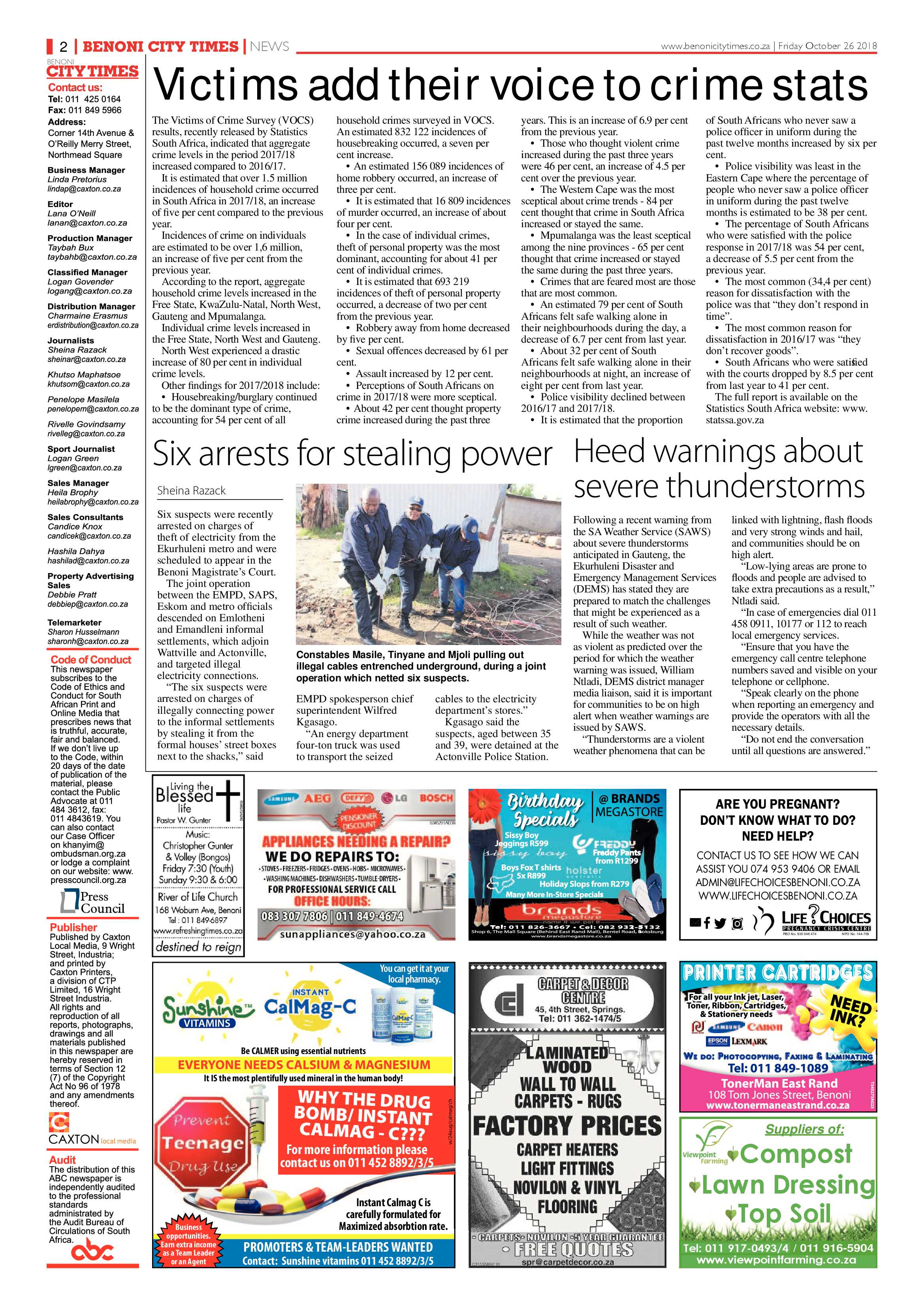 Benoni City Times 25 October 2018 page 2