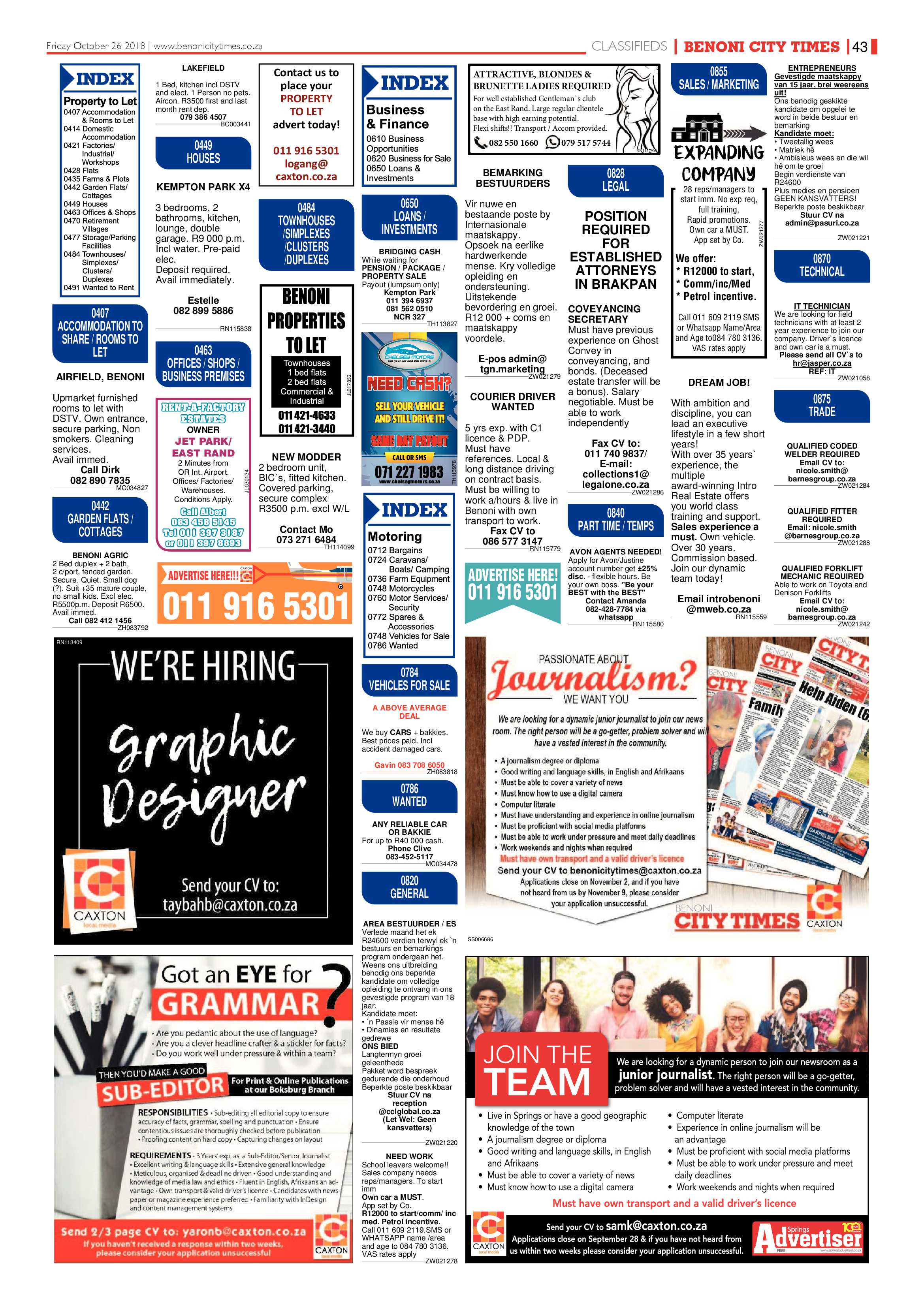 Benoni City Times 25 October 2018 page 43
