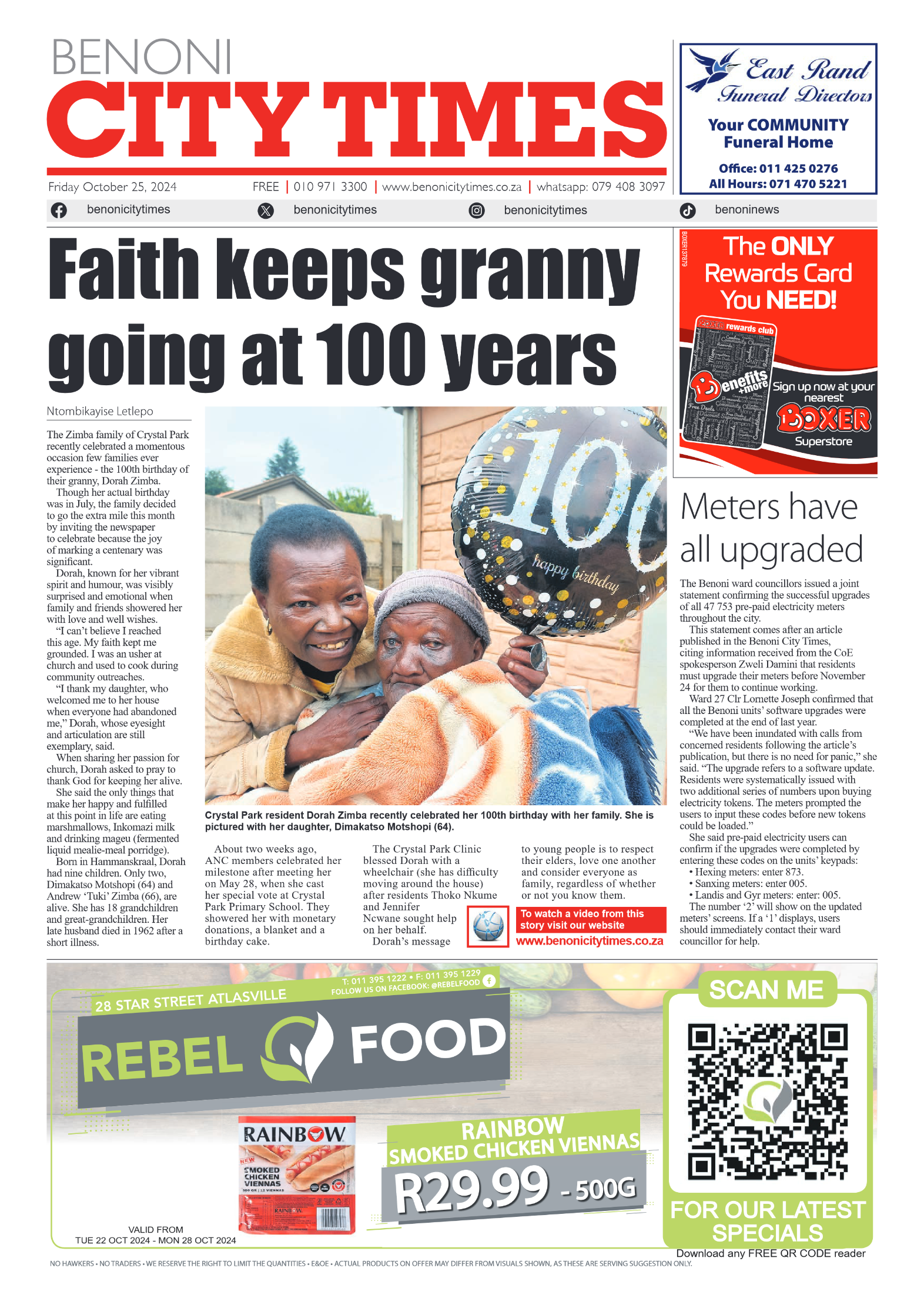 Benoni City Times 25 October 2024 page 1