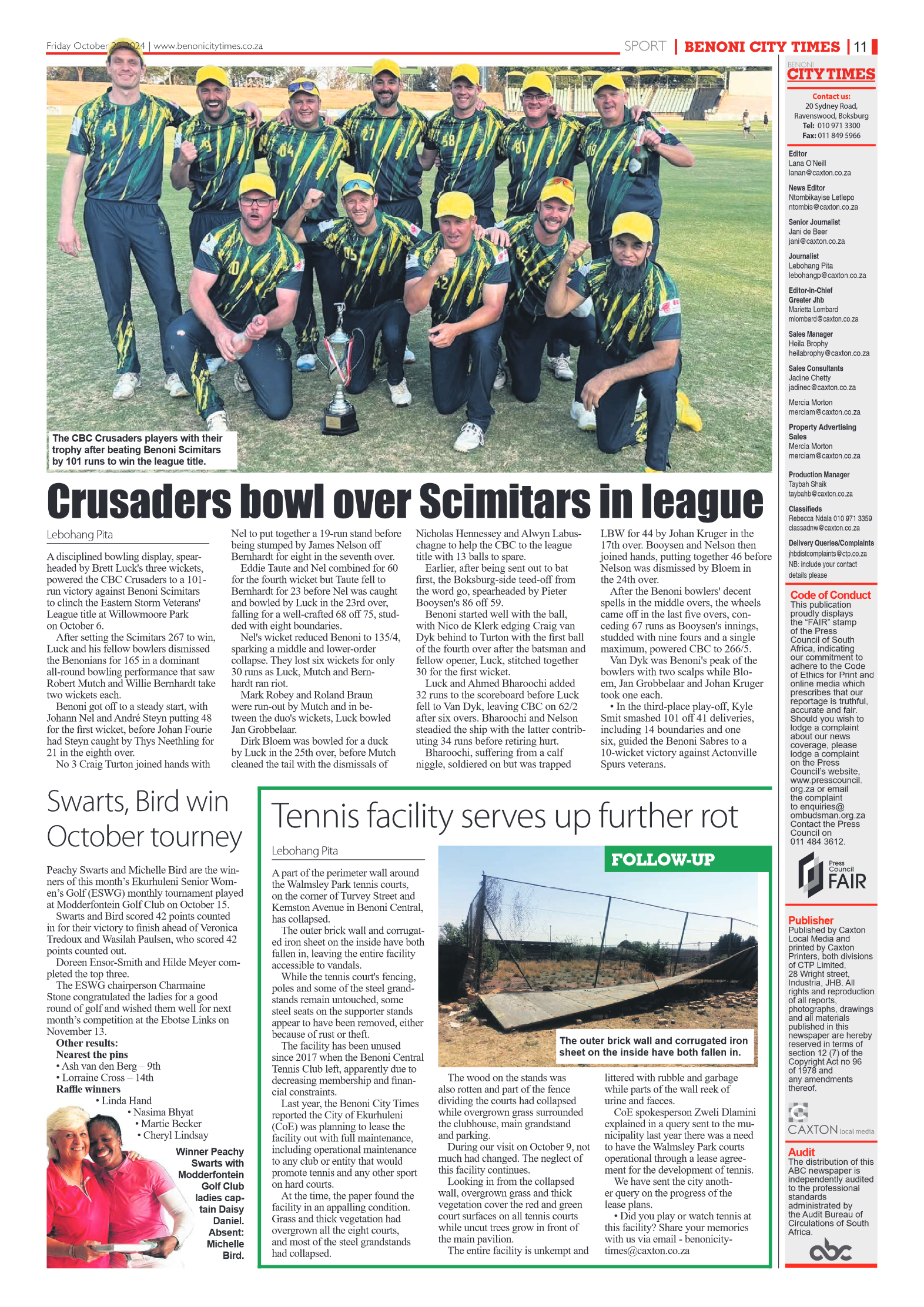 Benoni City Times 25 October 2024 page 11