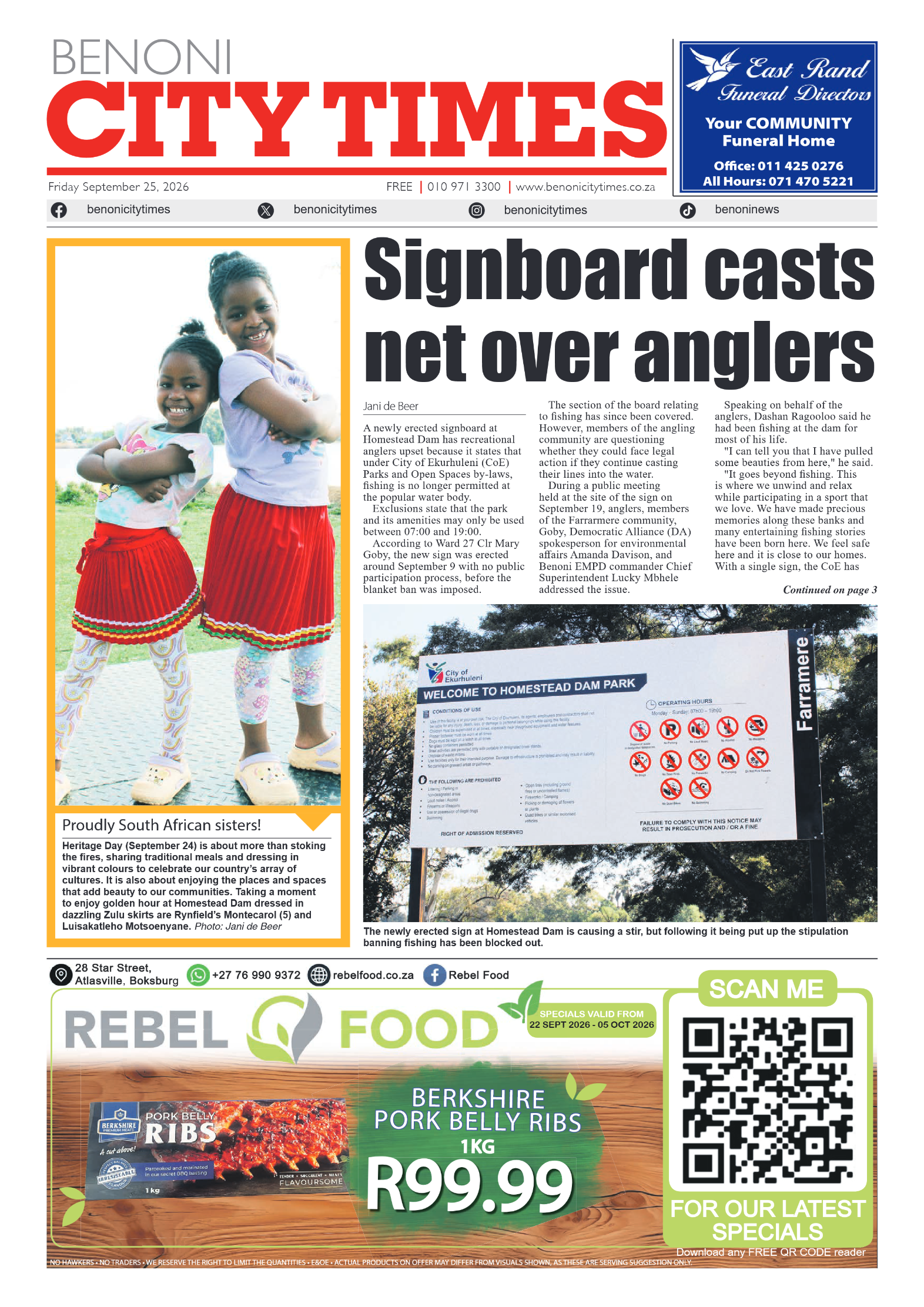 Benoni City Times 25 September 2026 page 1