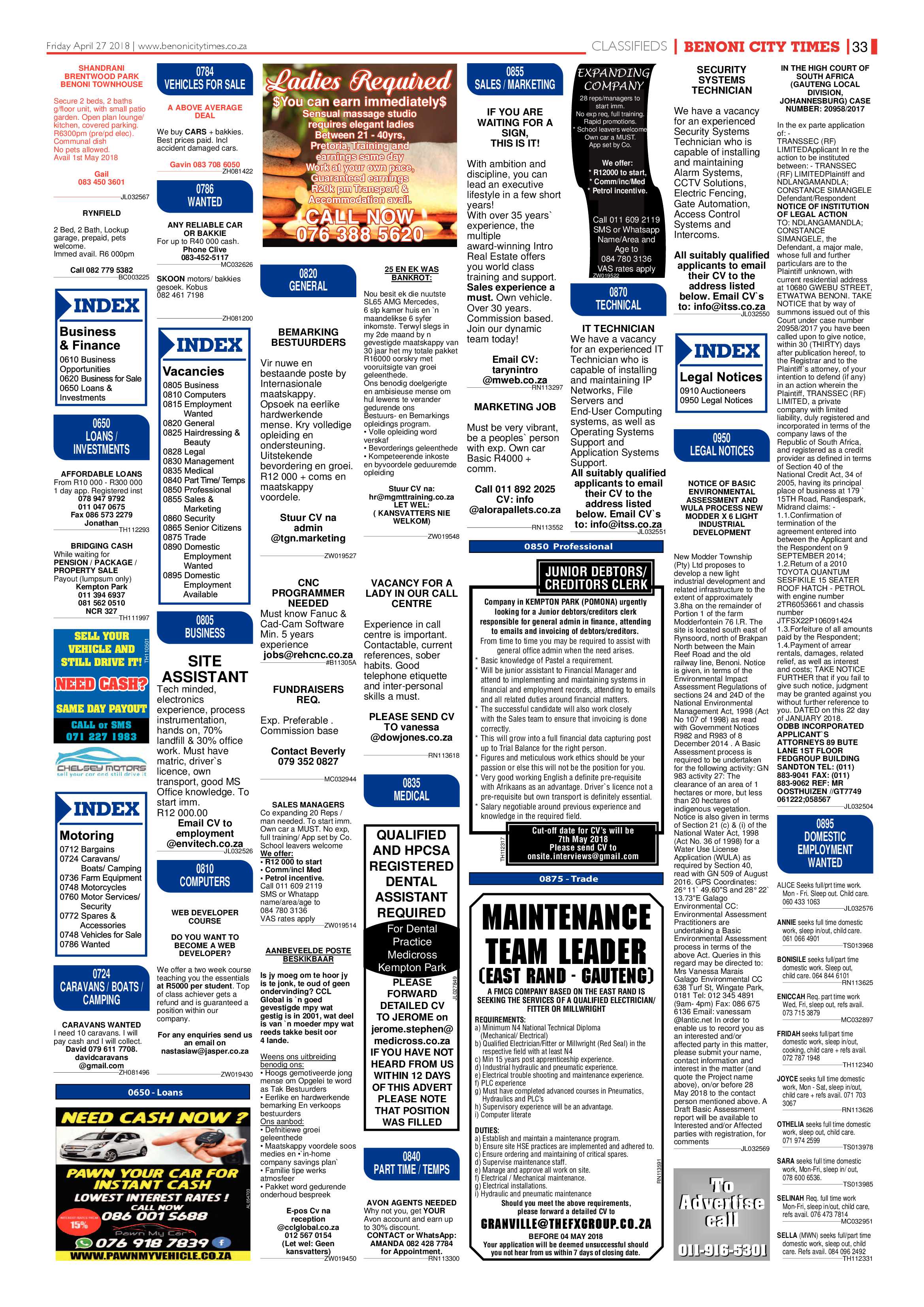 Benoni City Times 26 April 2018 page 35
