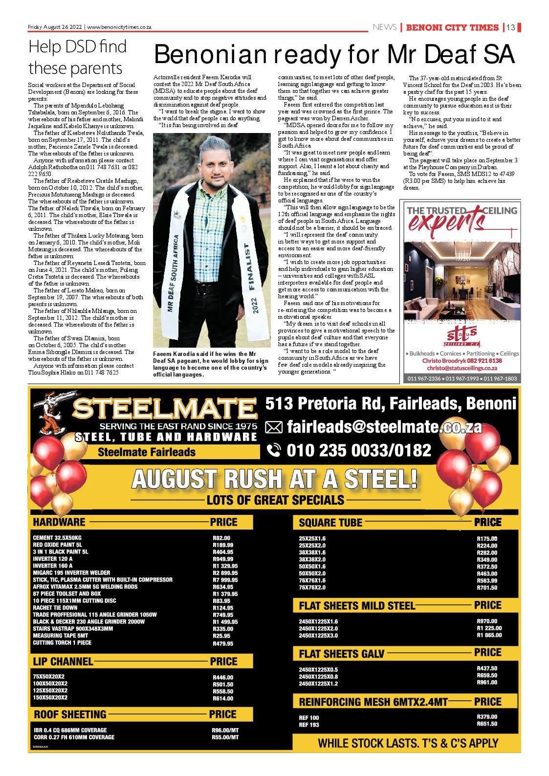 Benoni City Times 26 August 2022 page 15