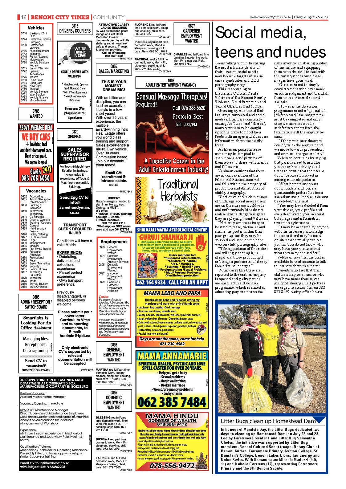 Benoni City Times 26 August 2022 page 20