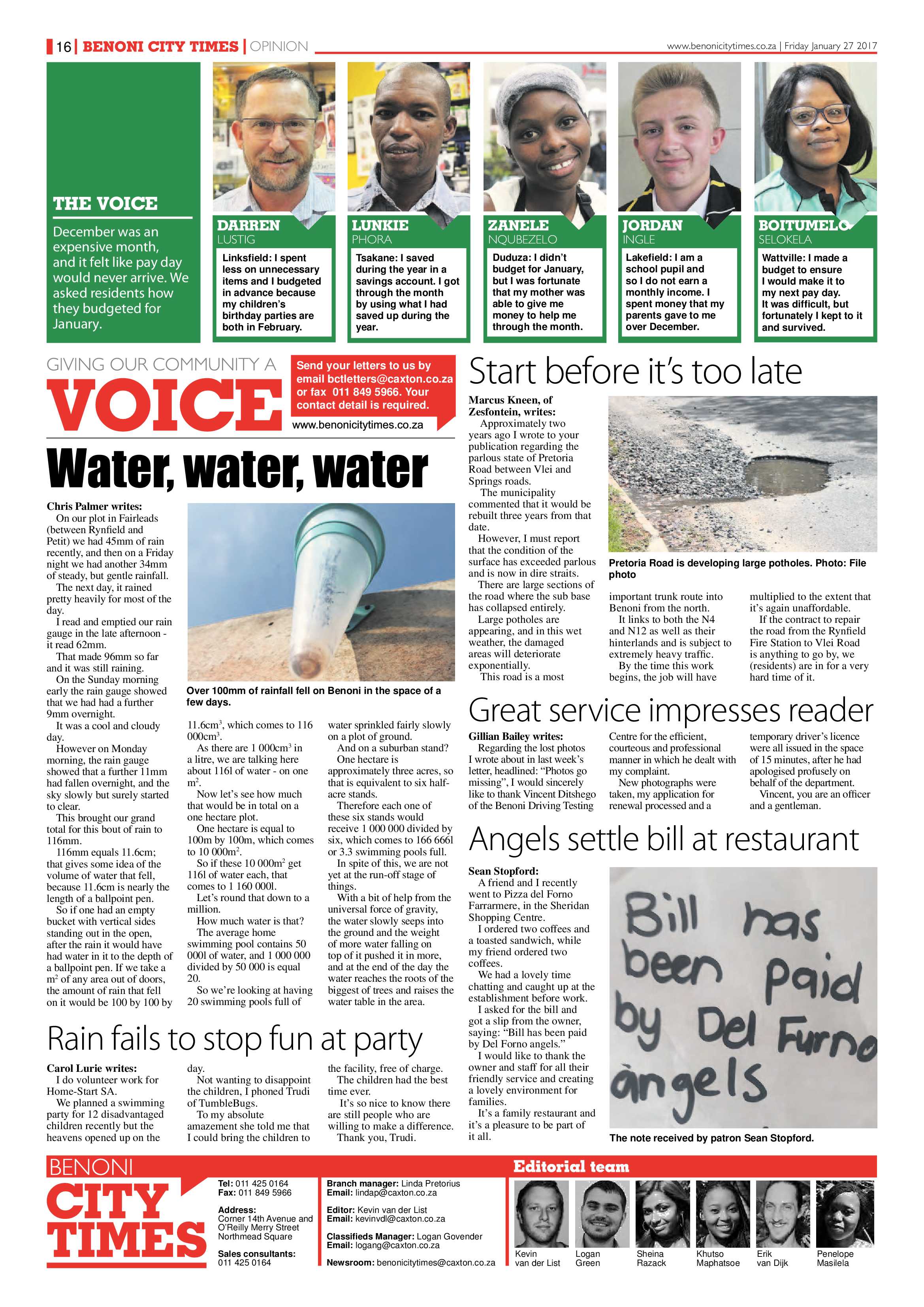 Benoni City Times 26 January 2017 page 16