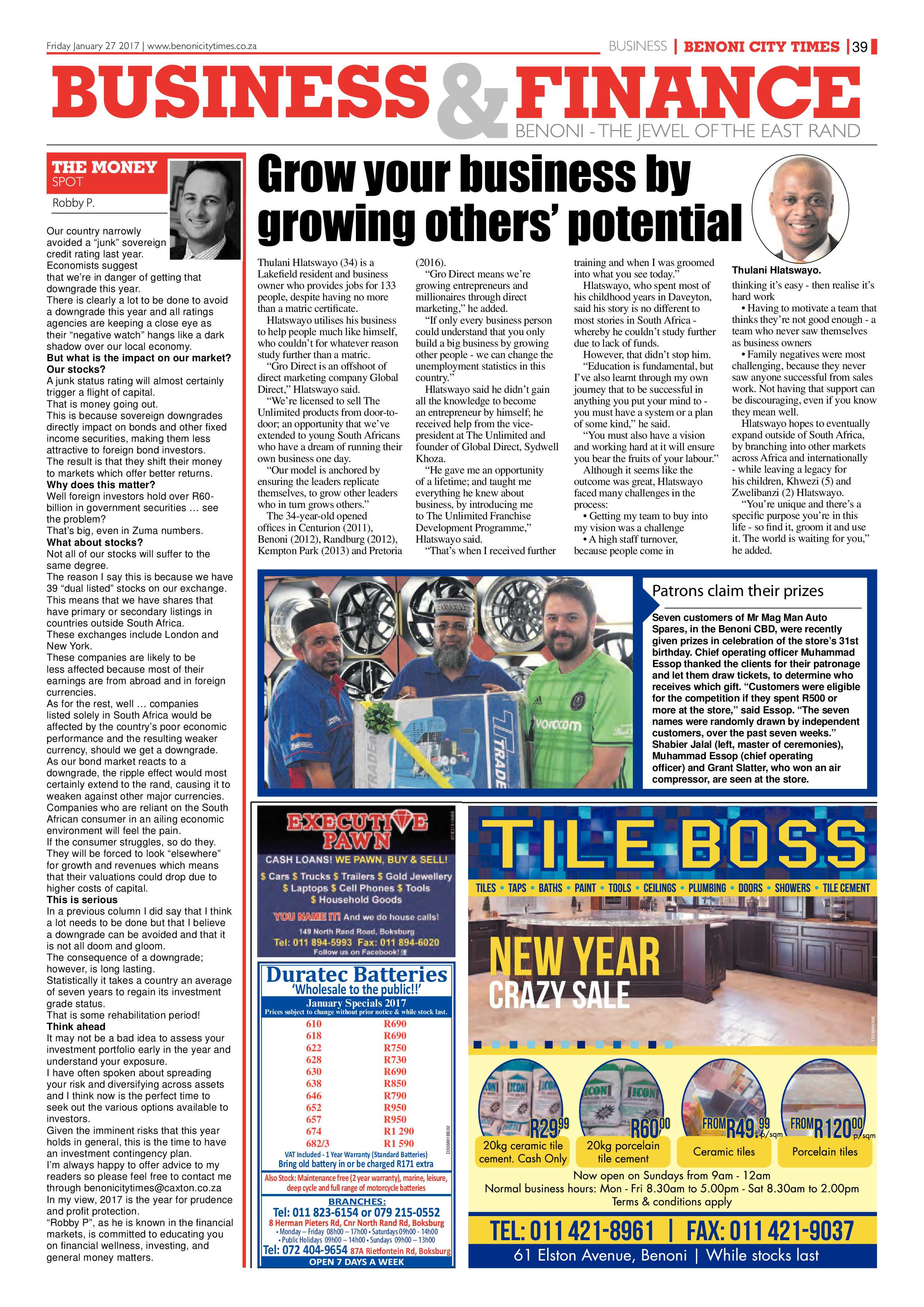 Benoni City Times 26 January 2017 page 39