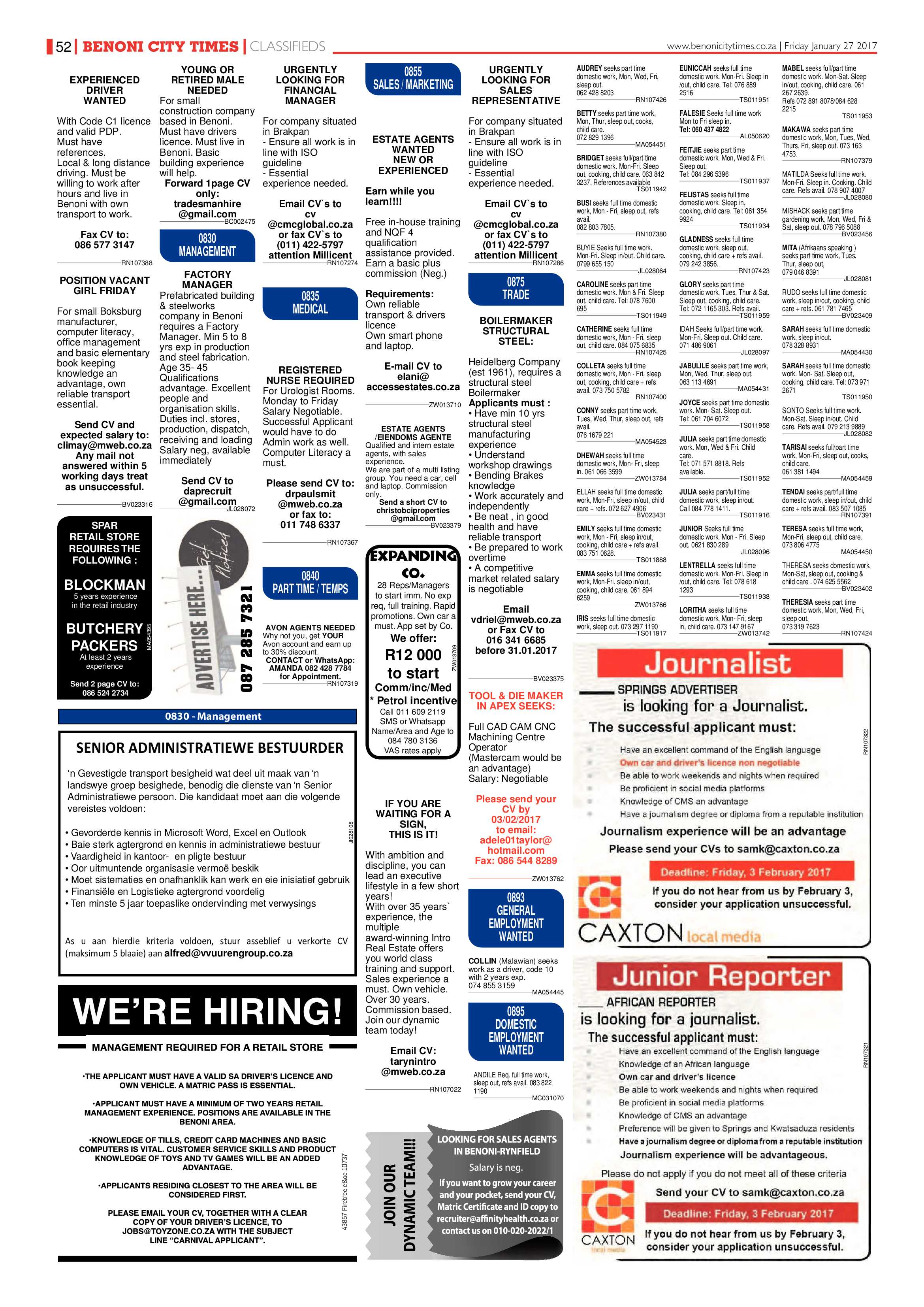 Benoni City Times 26 January 2017 page 52
