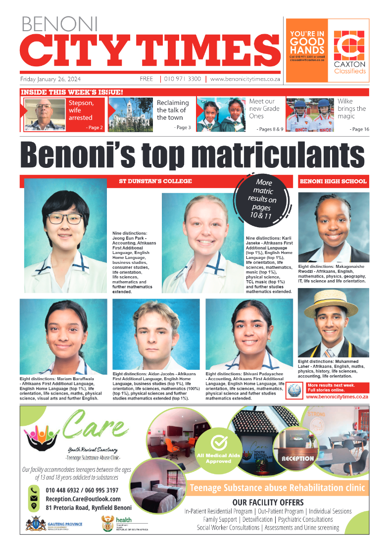 Benoni City Times 26 January 2024 page 1