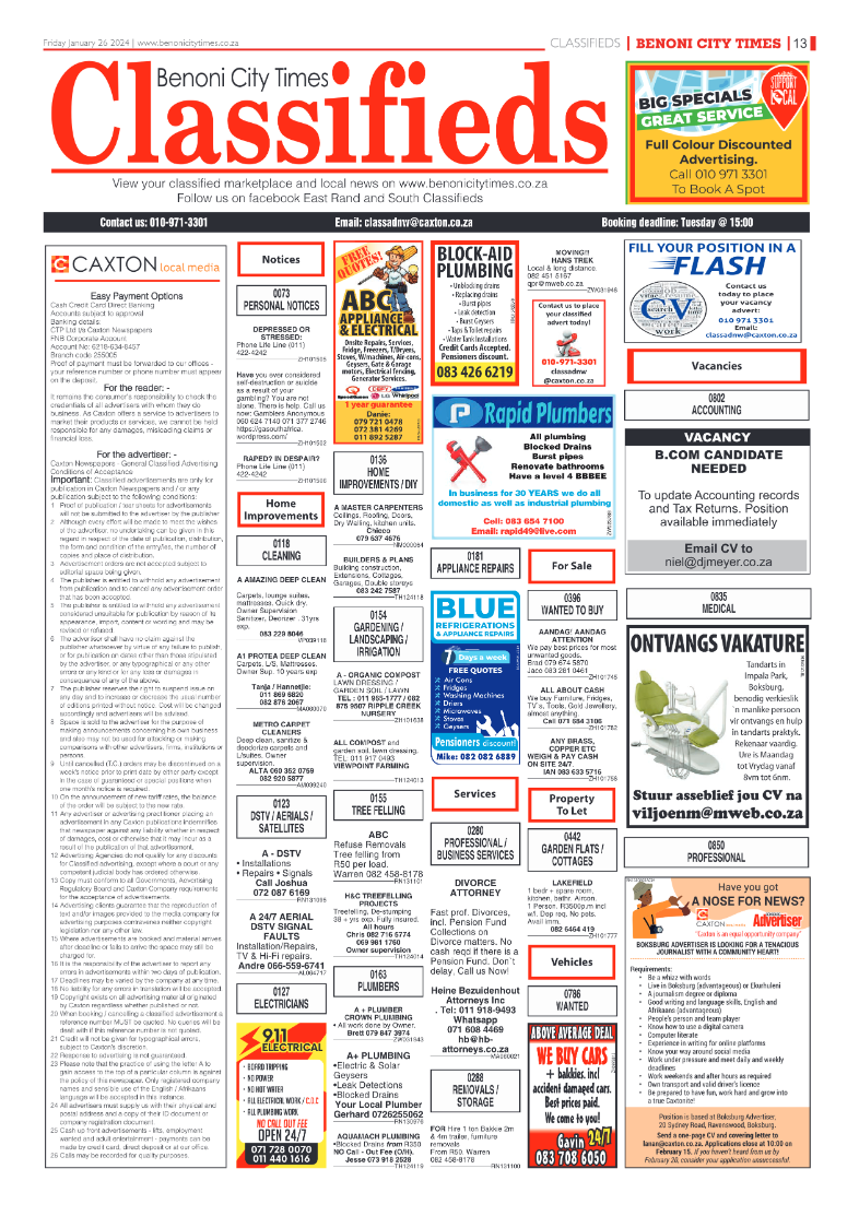 Benoni City Times 26 January 2024 page 13