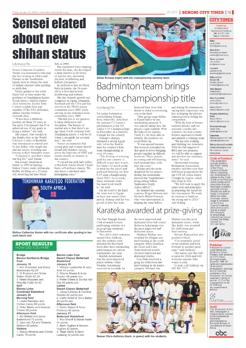 Benoni City Times 26 January 2024 page 15