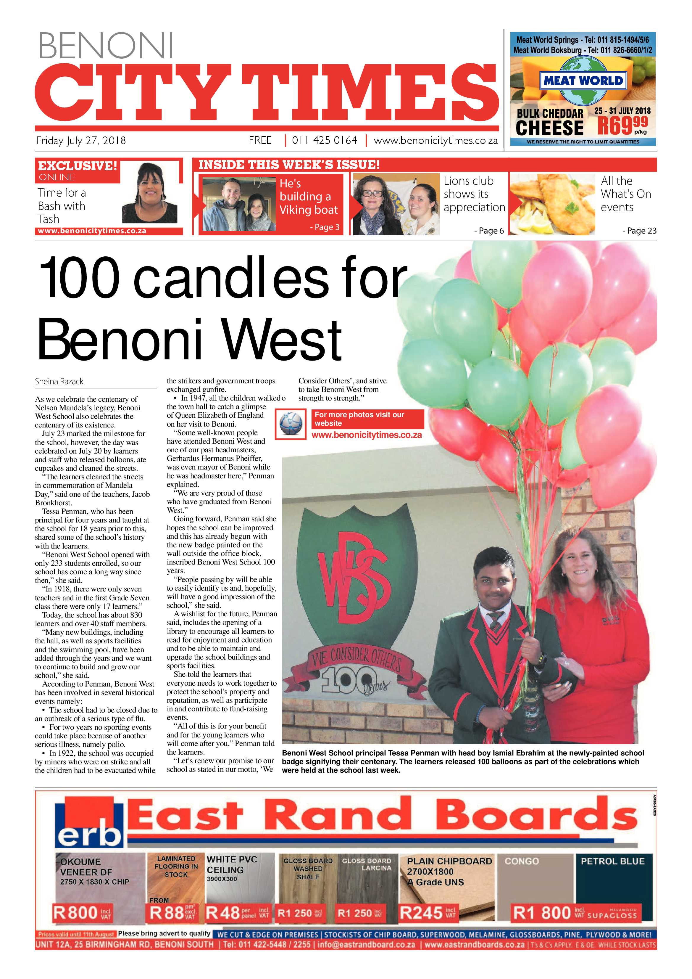 Benoni City Times 26 July 2018 page 1