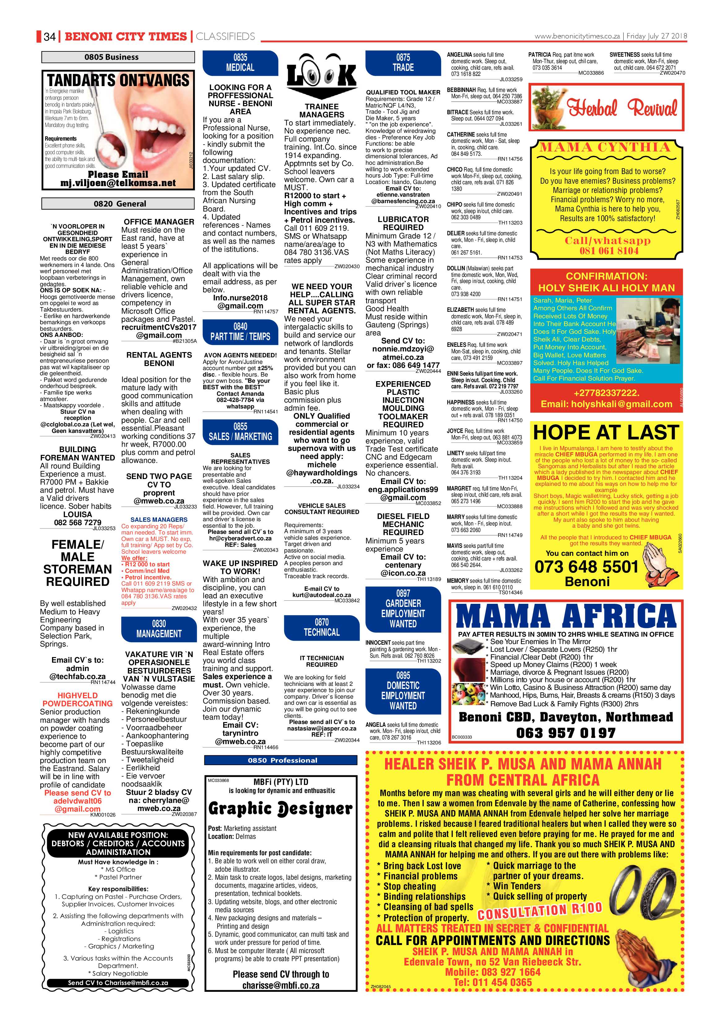 Benoni City Times 26 July 2018 page 34