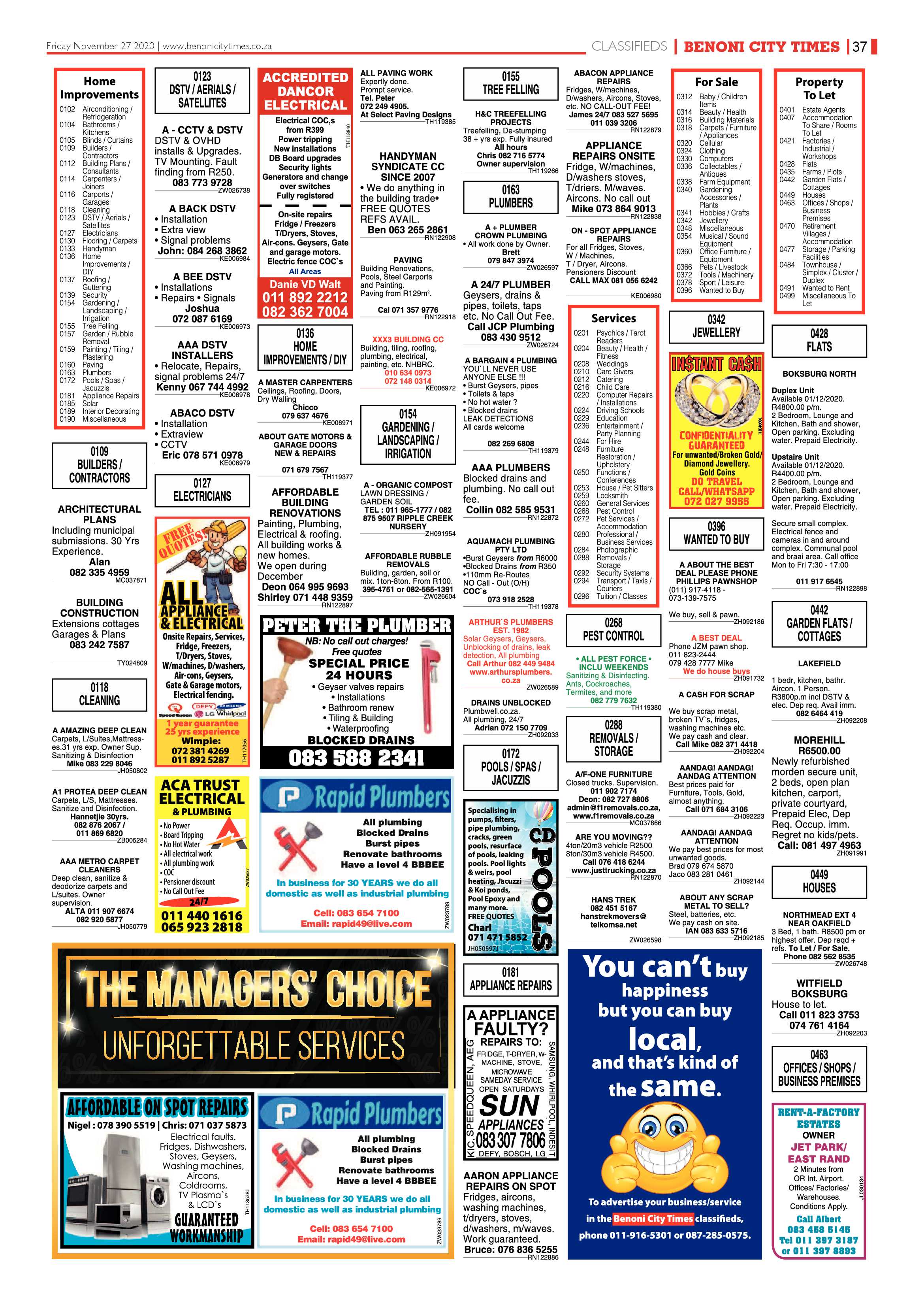Benoni City Times 26 November 2020 page 37