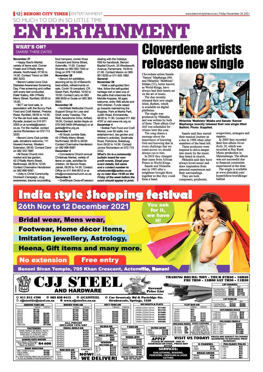 Benoni City Times 26 November 2021 page 12