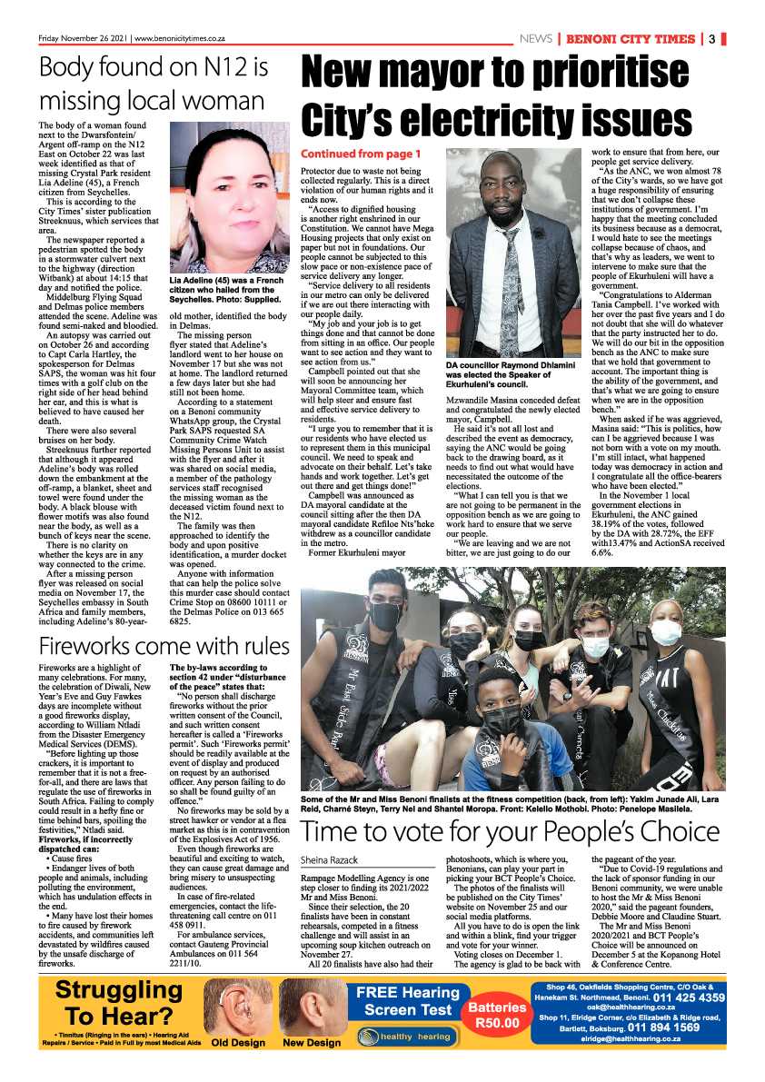 Benoni City Times 26 November 2021 page 3
