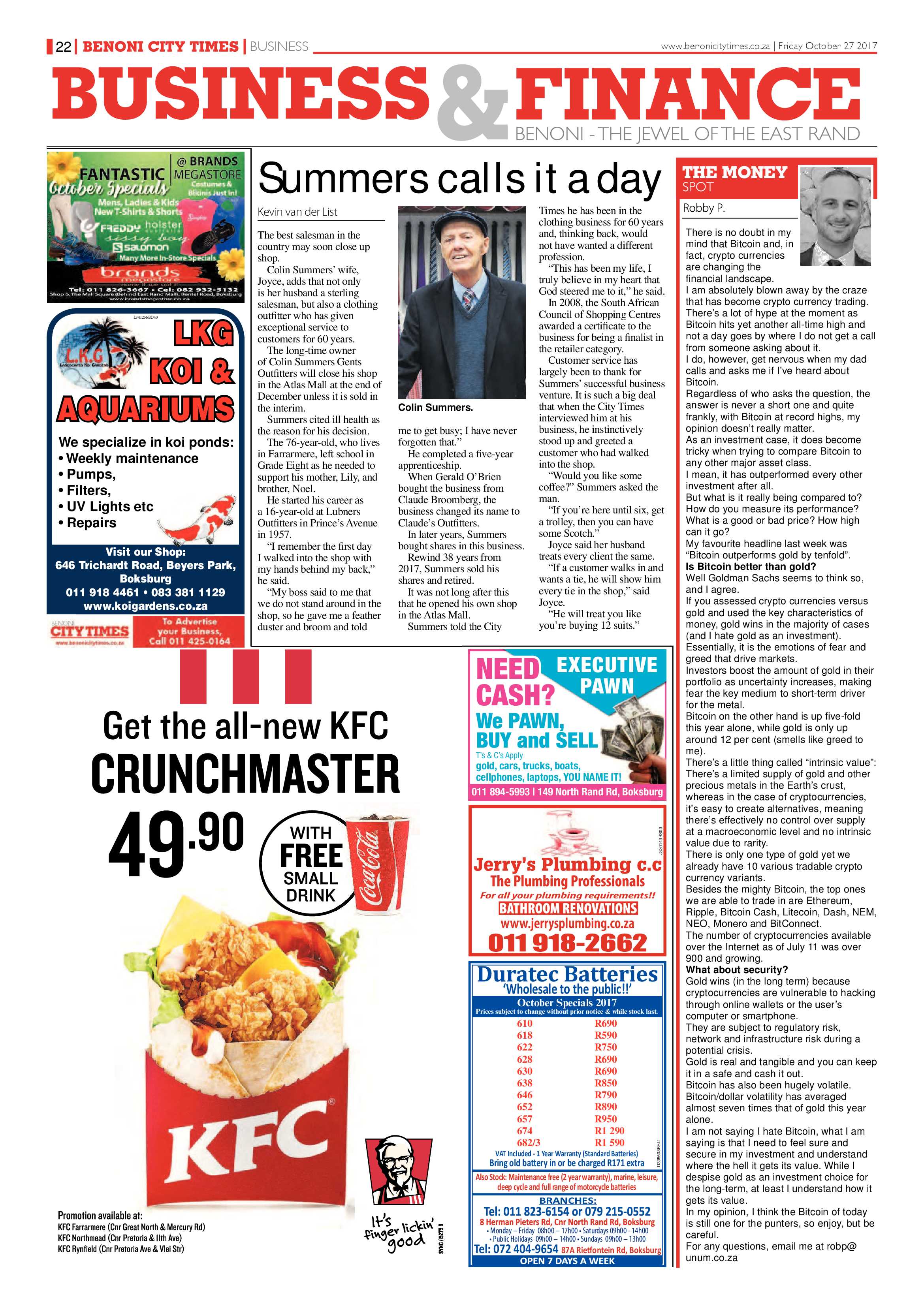 Benoni City Times 26 October 2017 page 22