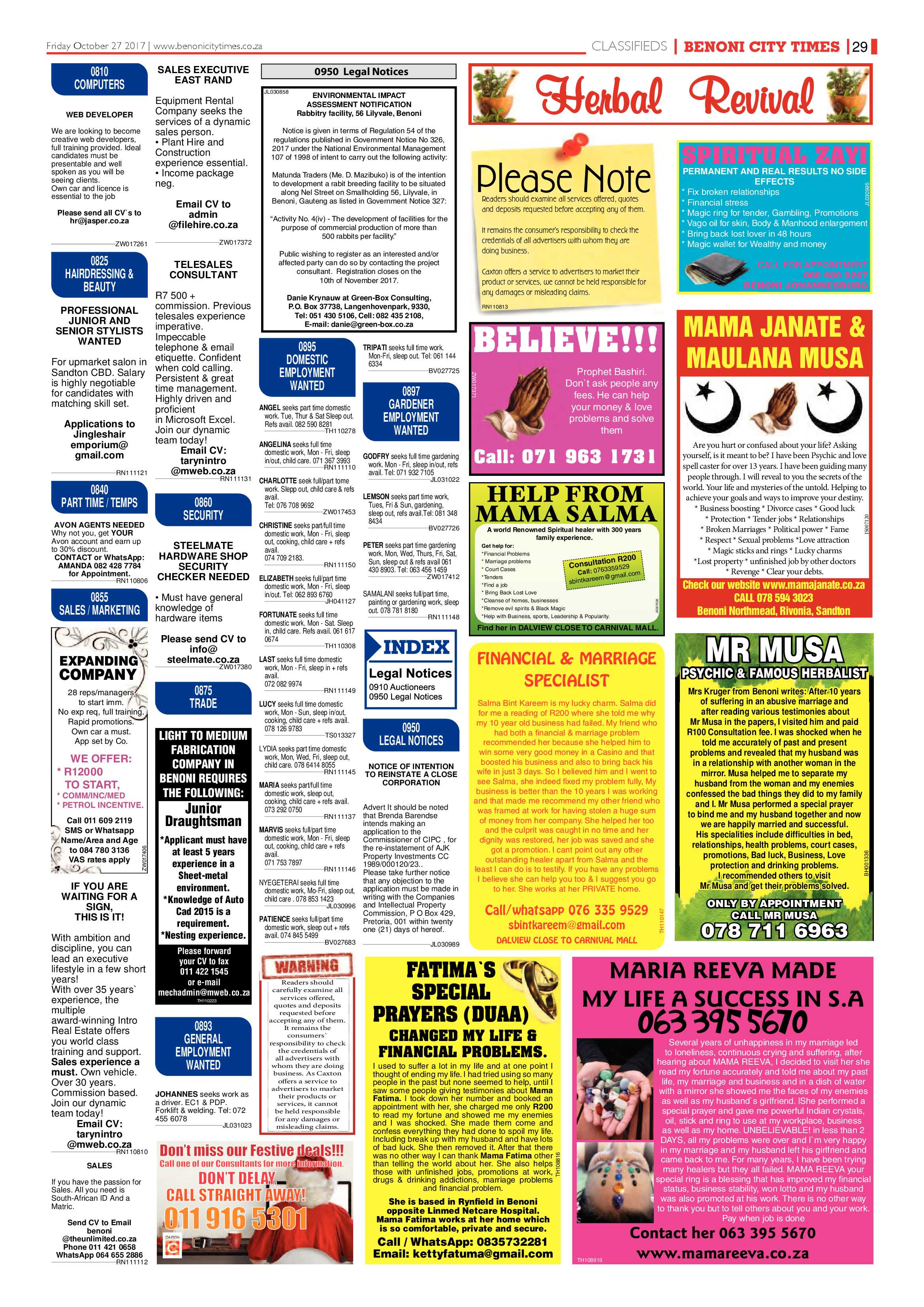 Benoni City Times 26 October 2017 page 29