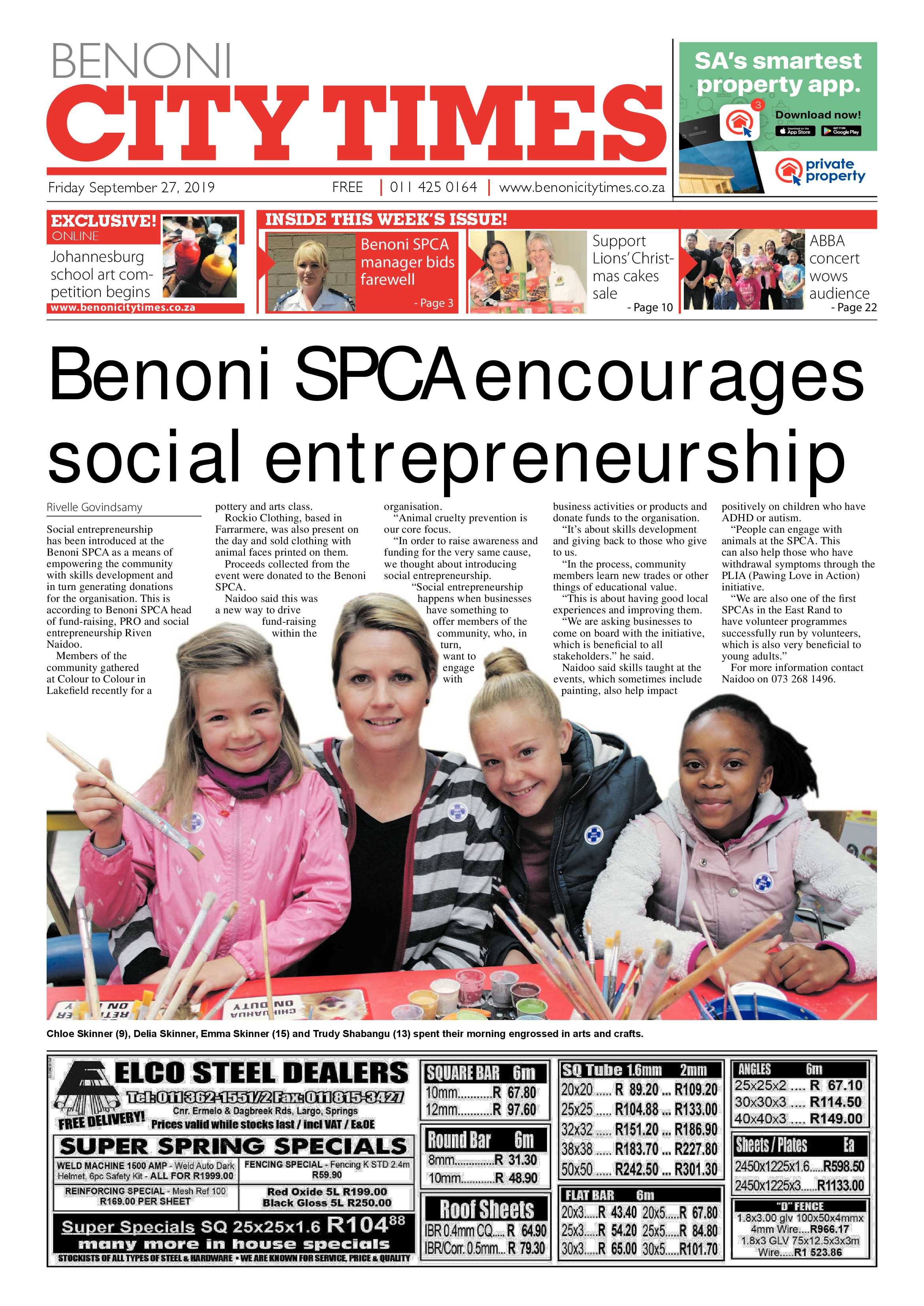 Benoni City Times 26 September 2019 page 1