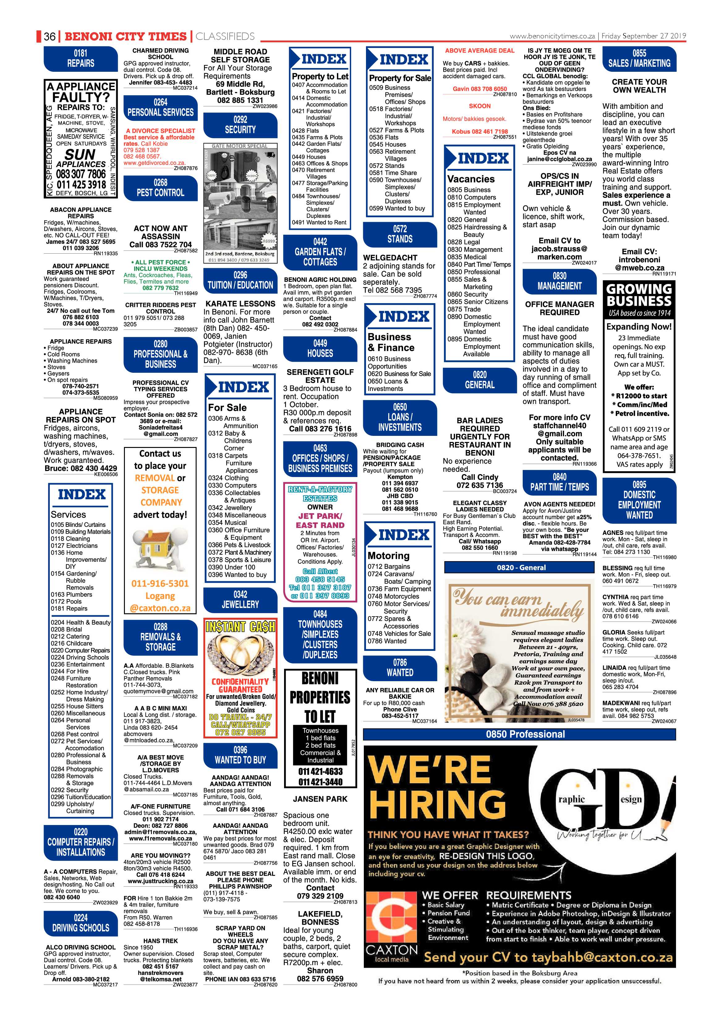Benoni City Times 26 September 2019 page 36