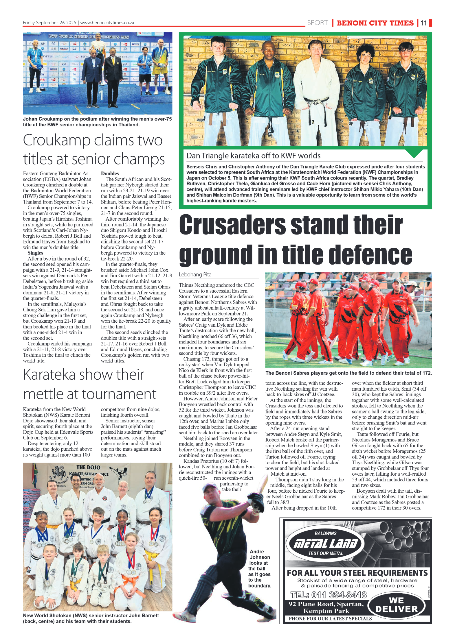 Benoni City Times 26 September 2025 page 11