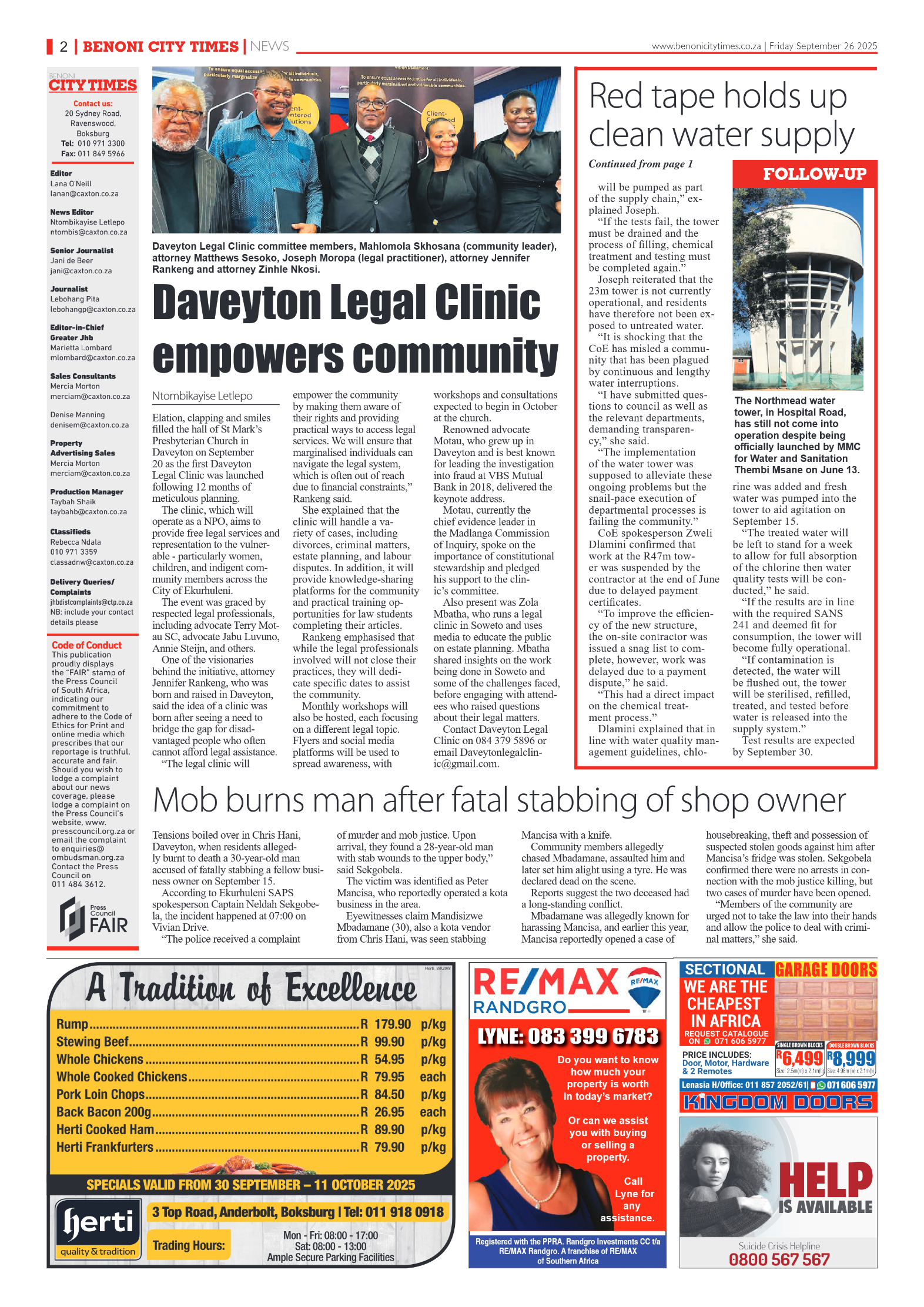 Benoni City Times 26 September 2025 page 2