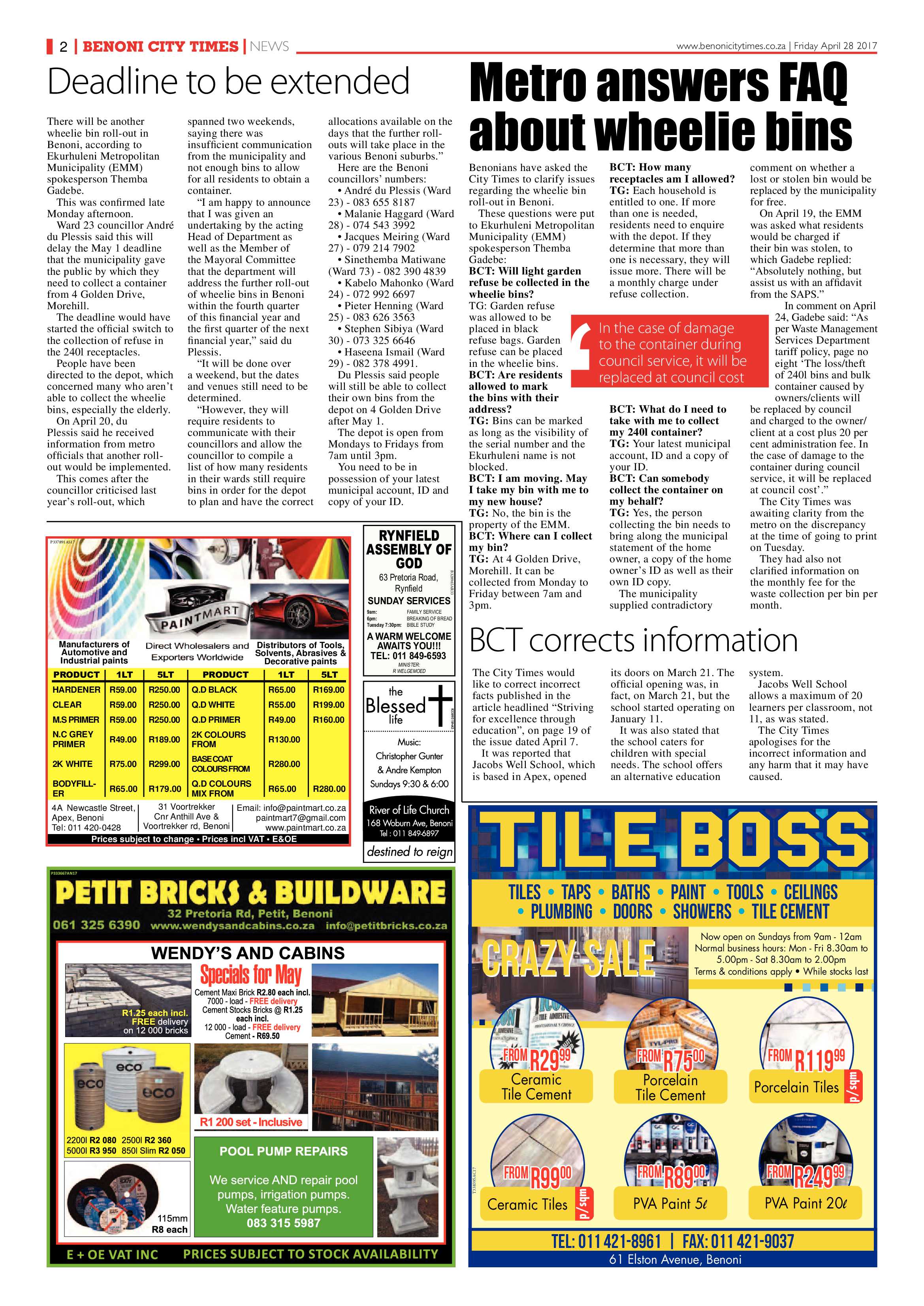 Benoni City Times 27 April 2017 page 2