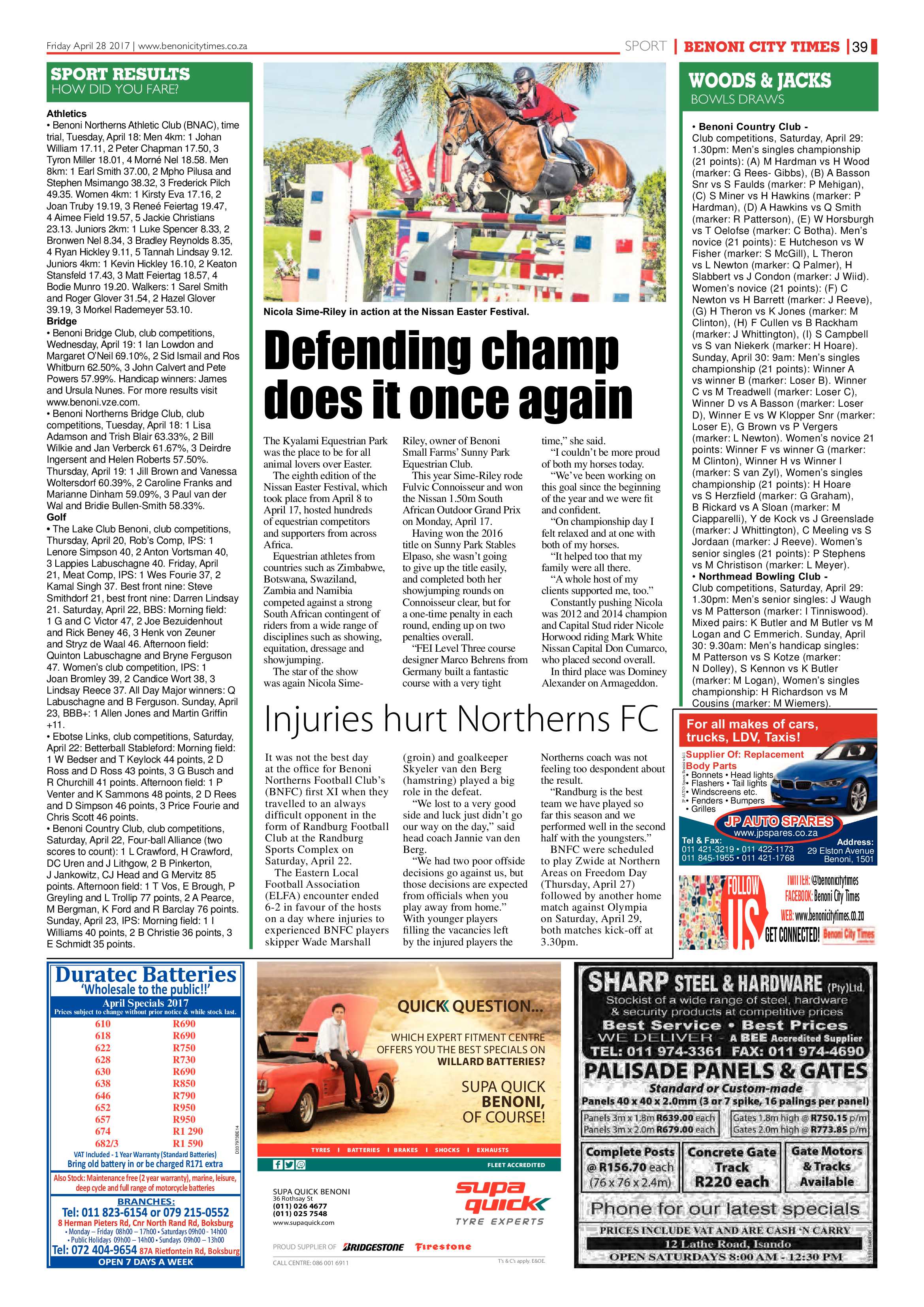 Benoni City Times 27 April 2017 page 39
