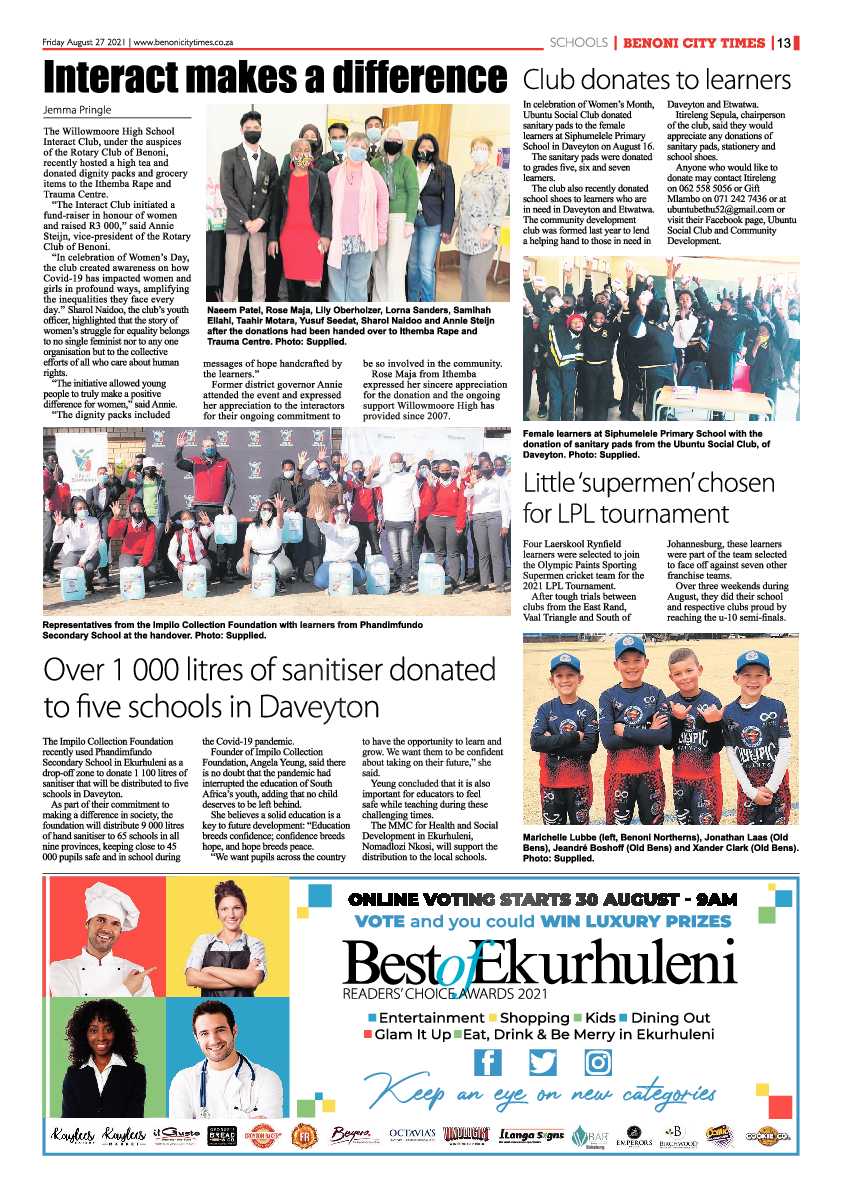 Benoni City Times 27 August 2021 page 13