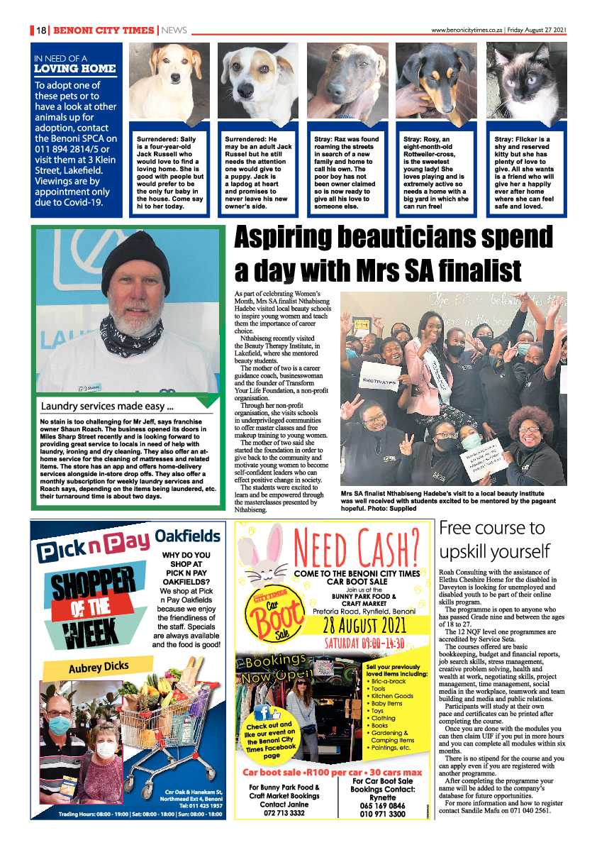 Benoni City Times 27 August 2021 page 18