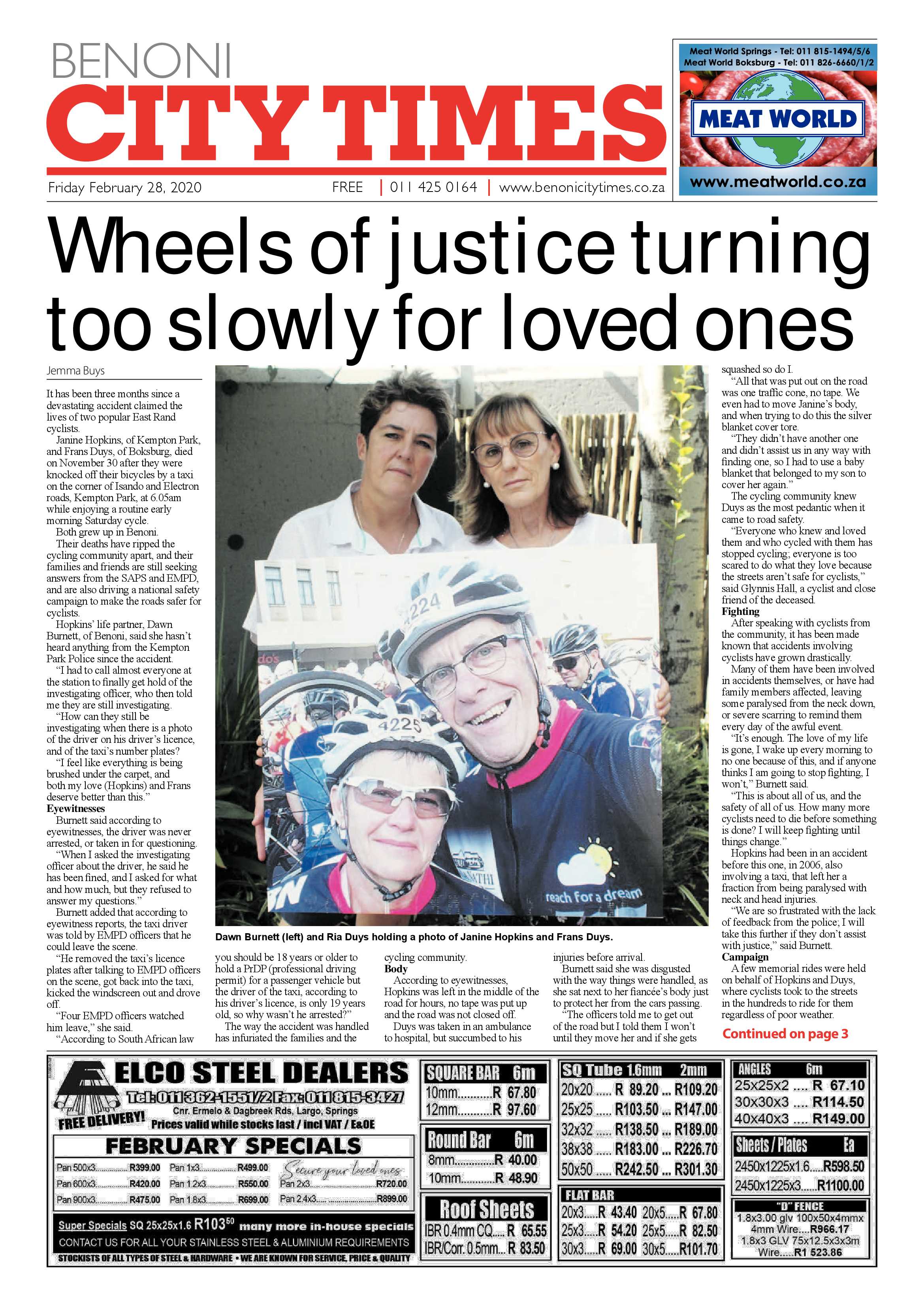 Benoni City Times 27 February 2020 page 1