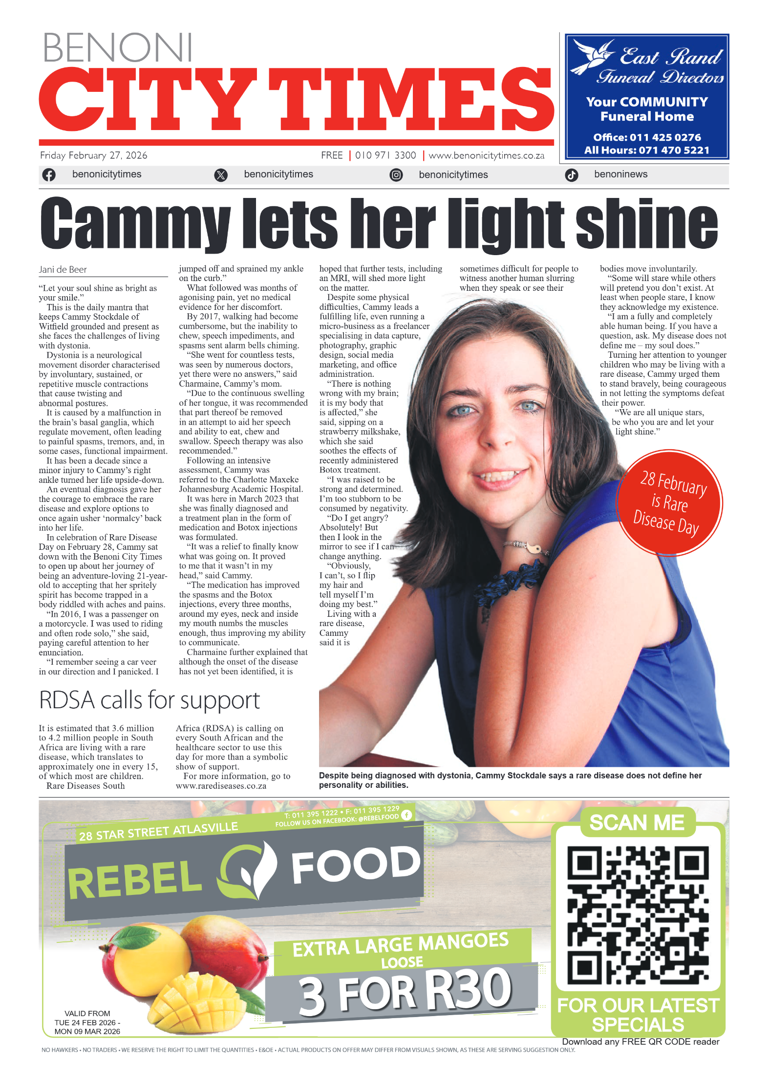 Benoni City Times 27 February 2026 page 1