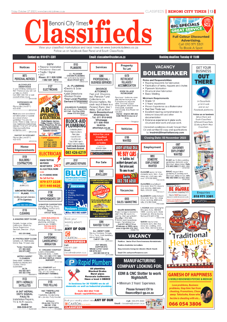 Benoni City Times 27 October 2023 page 15