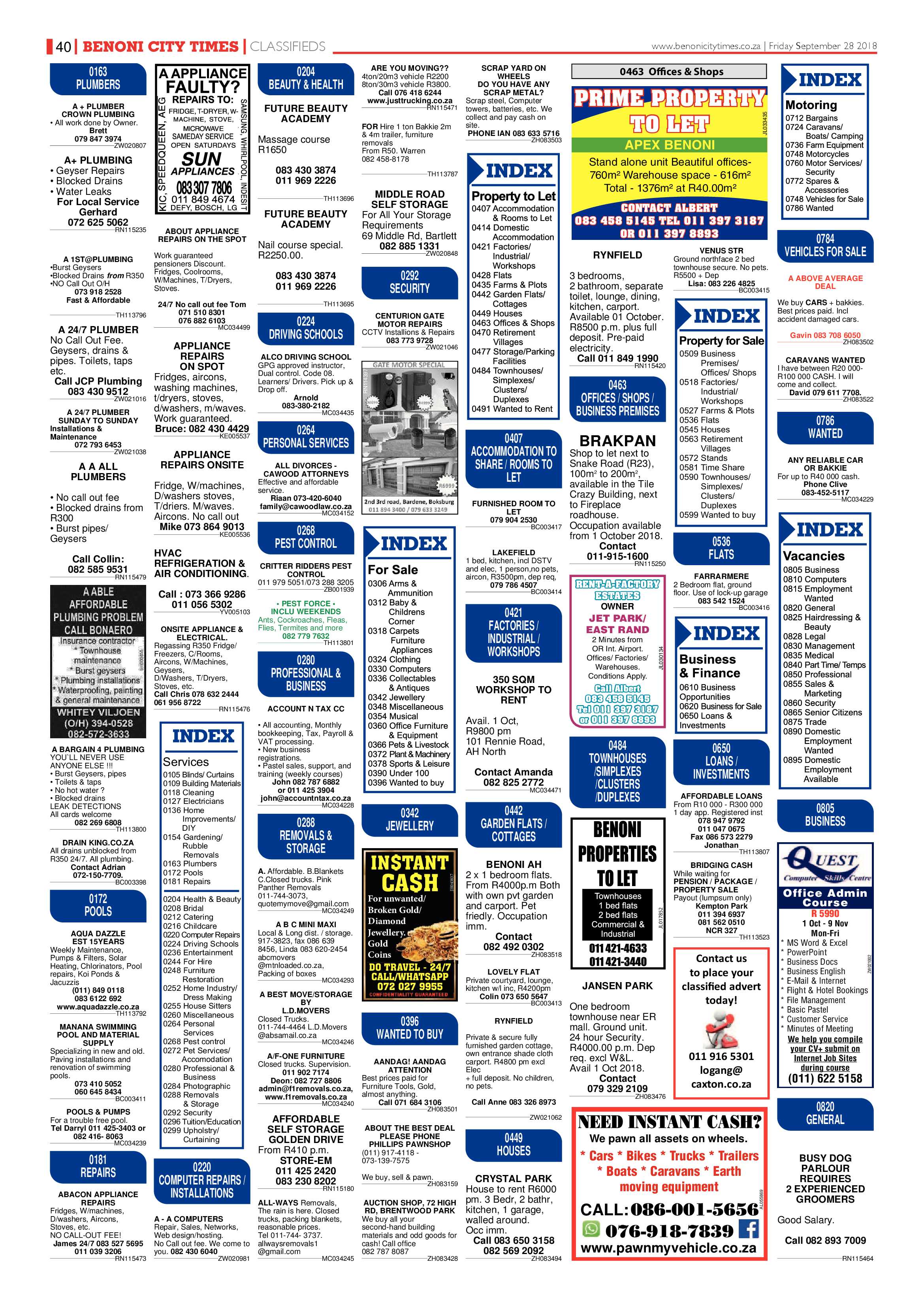 Benoni City Times 27 September 2018 page 40