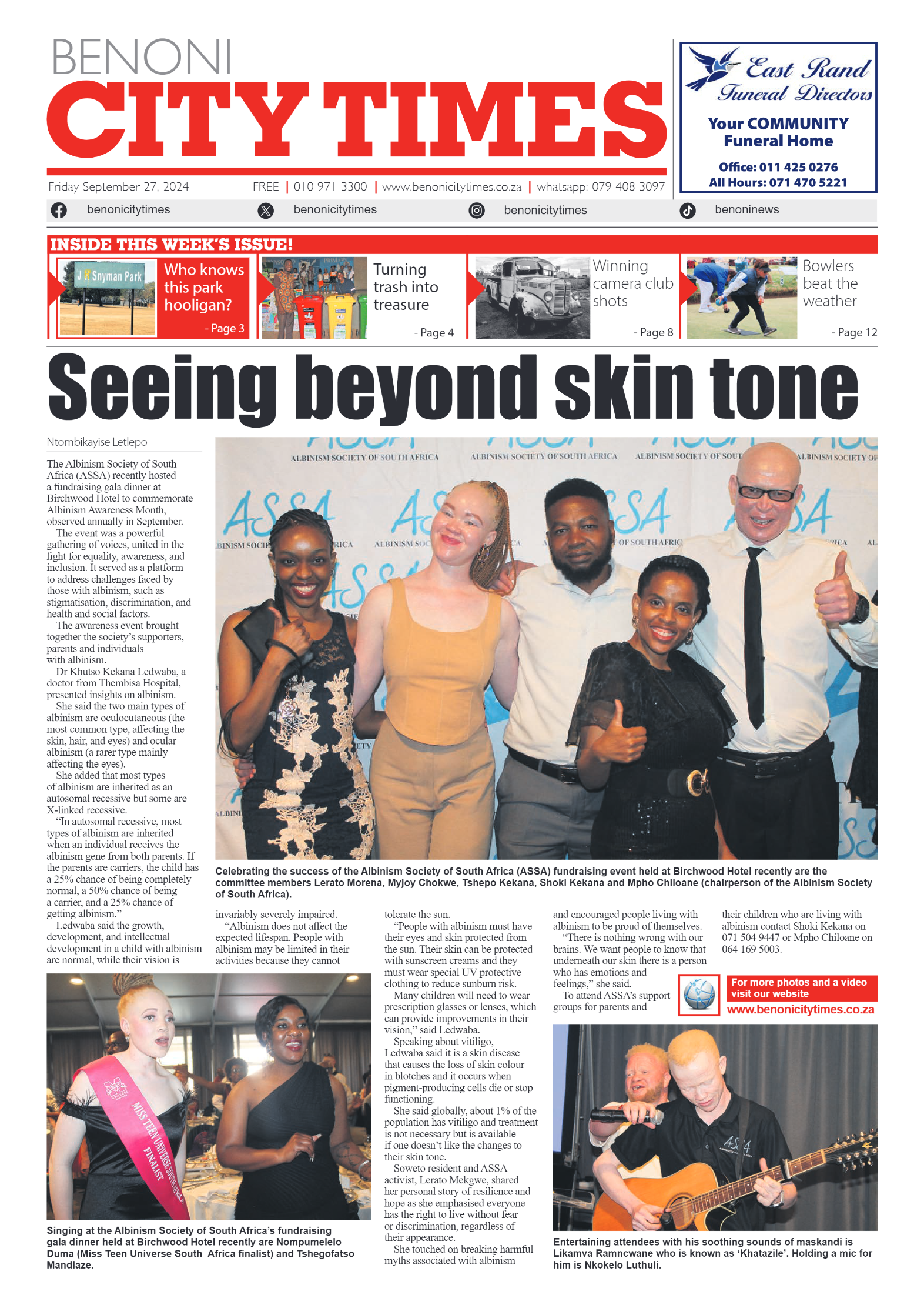 Benoni City Times 27 September 2024 page 1
