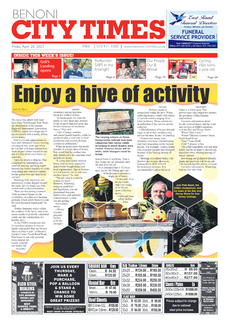 Benoni City Times 28 April 2023 page 1