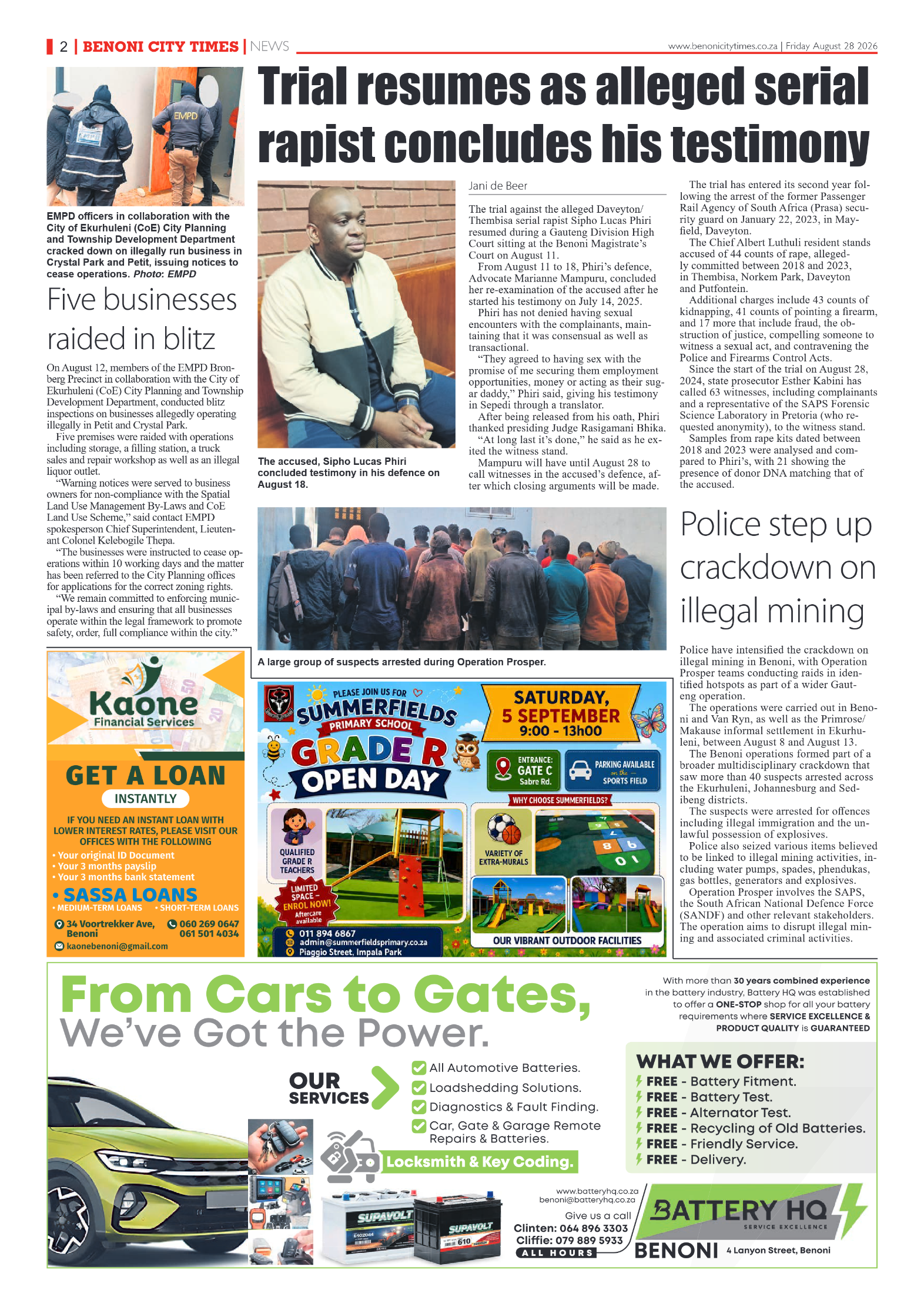 Benoni City Times 28 August 2026 page 2