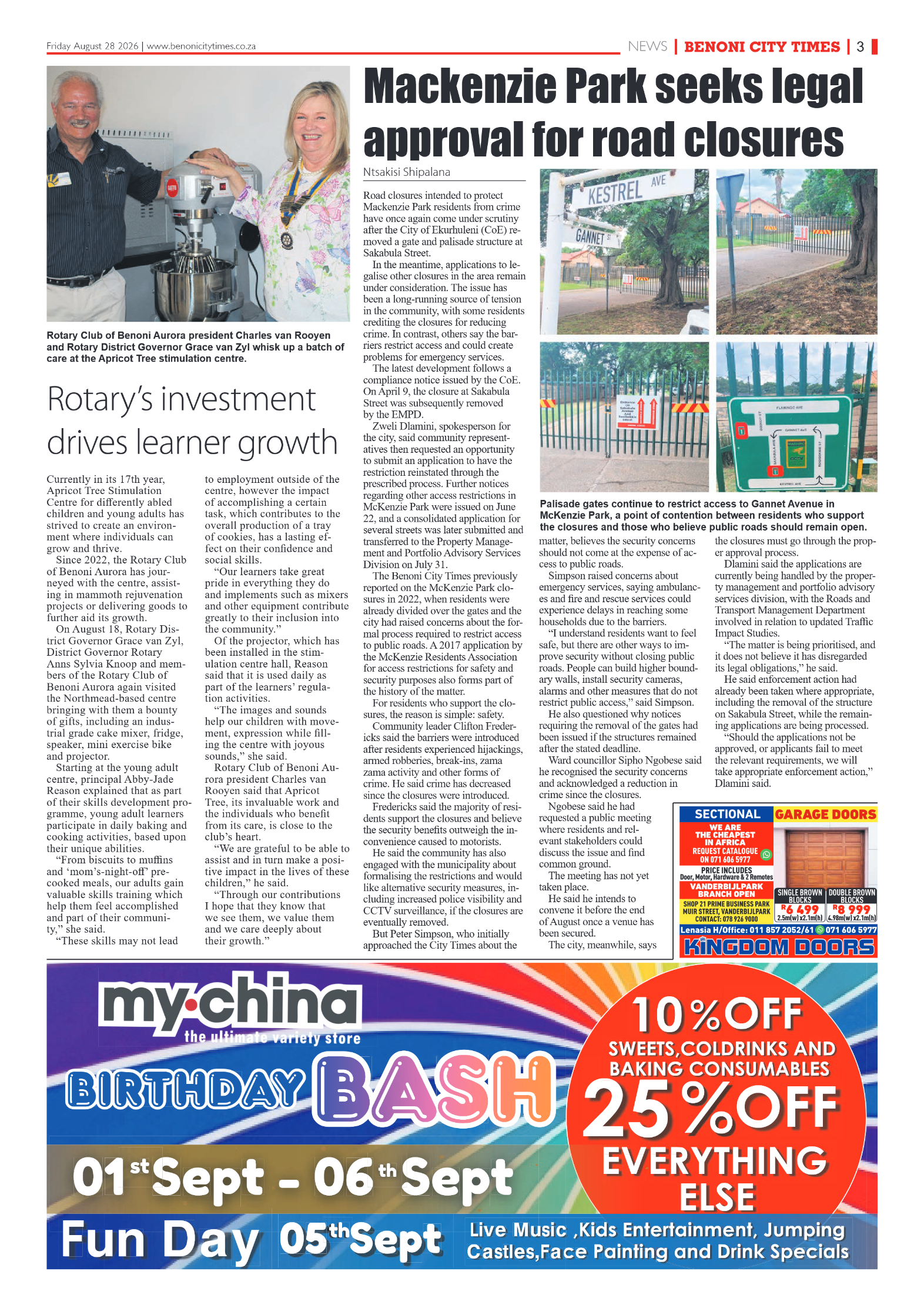 Benoni City Times 28 August 2026 page 3