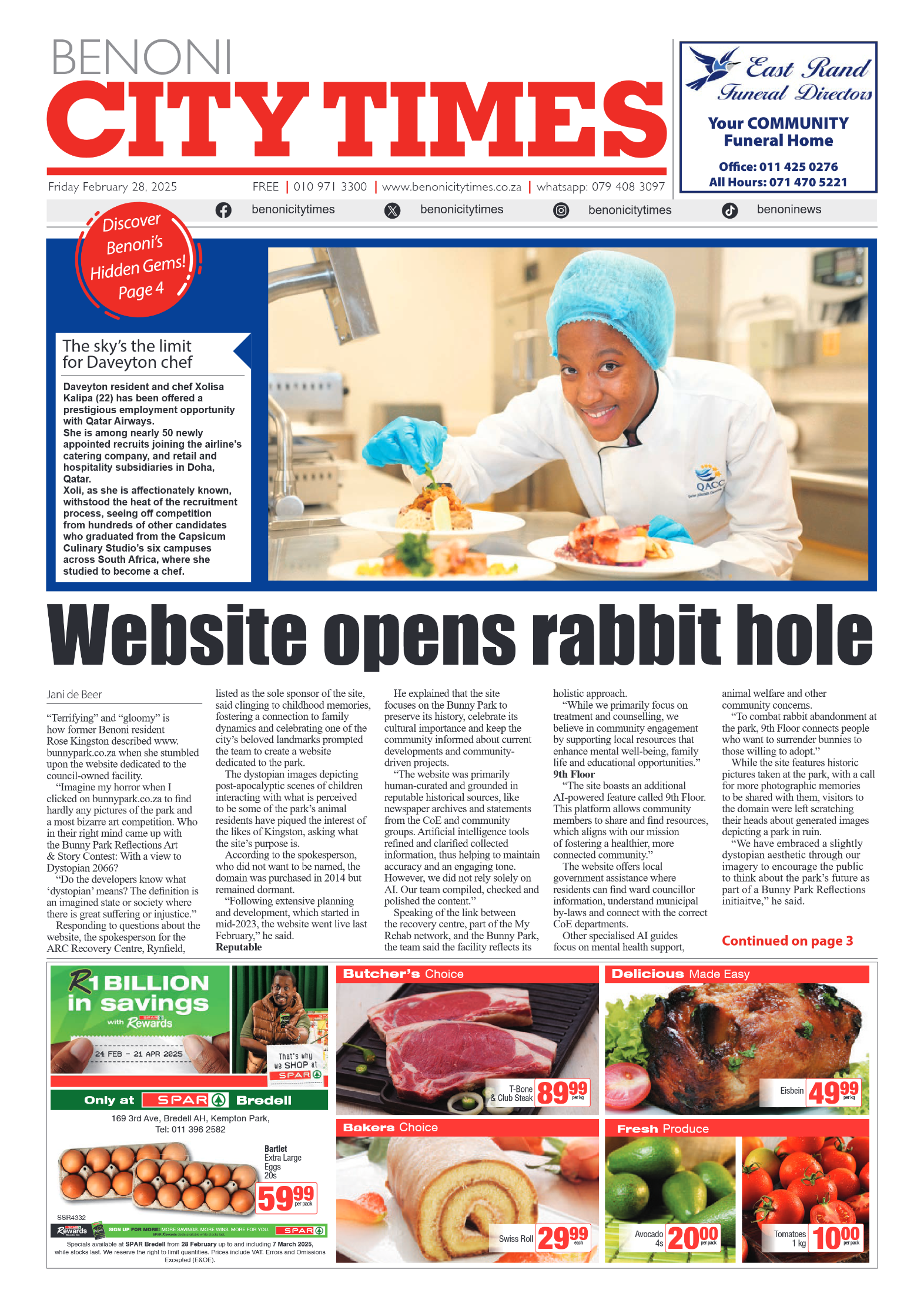 Benoni City Times 28 February 2025 page 1