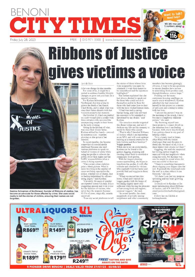 Benoni City Times 28 July  2023 page 1