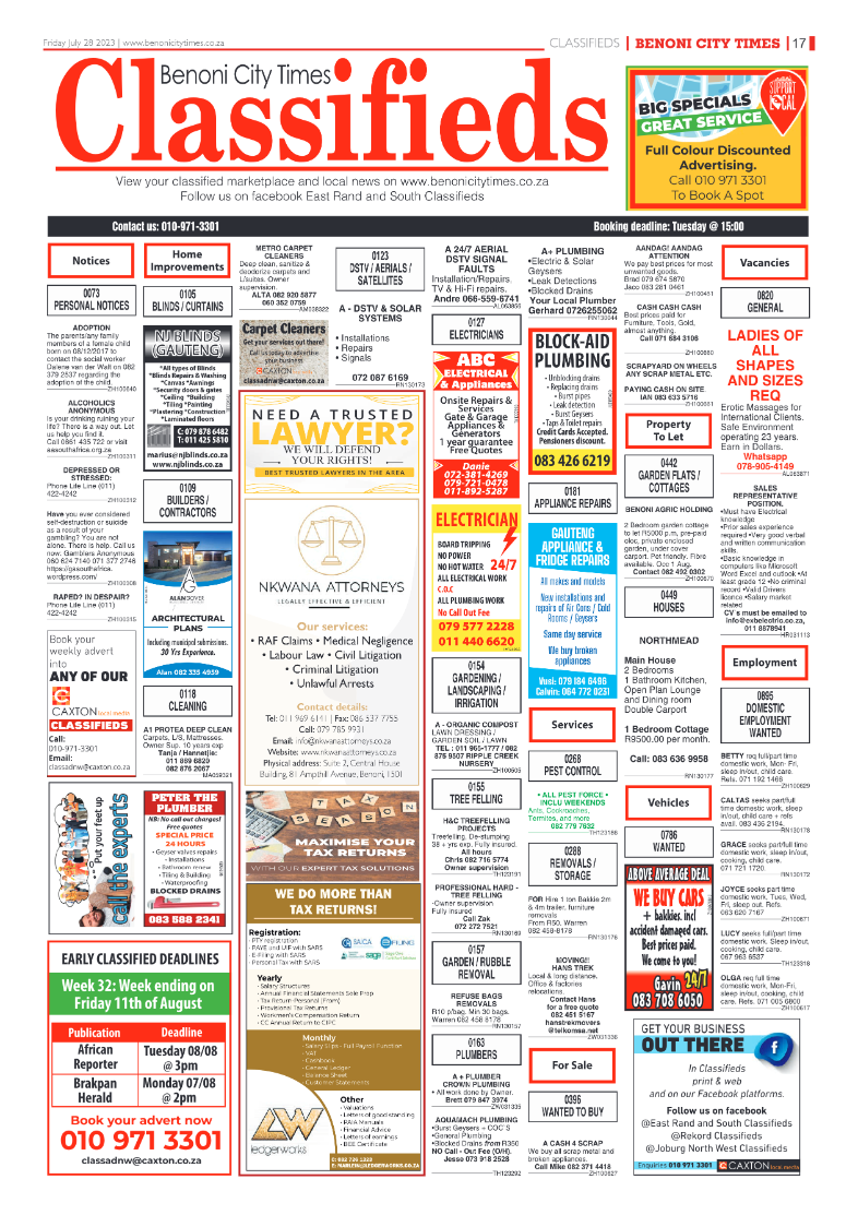 Benoni City Times 28 July  2023 page 17