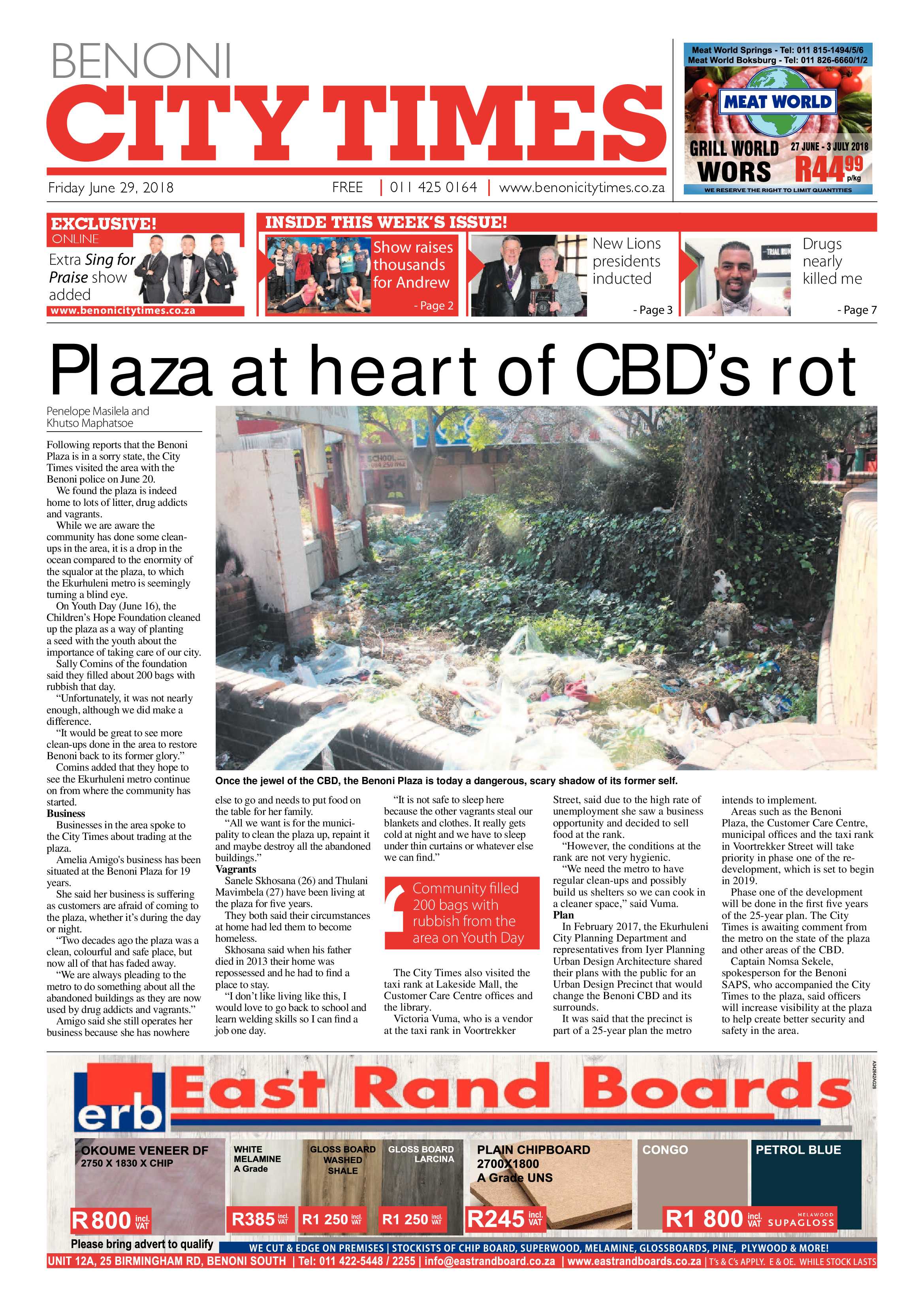 Benoni City Times 28 June 2018 page 1