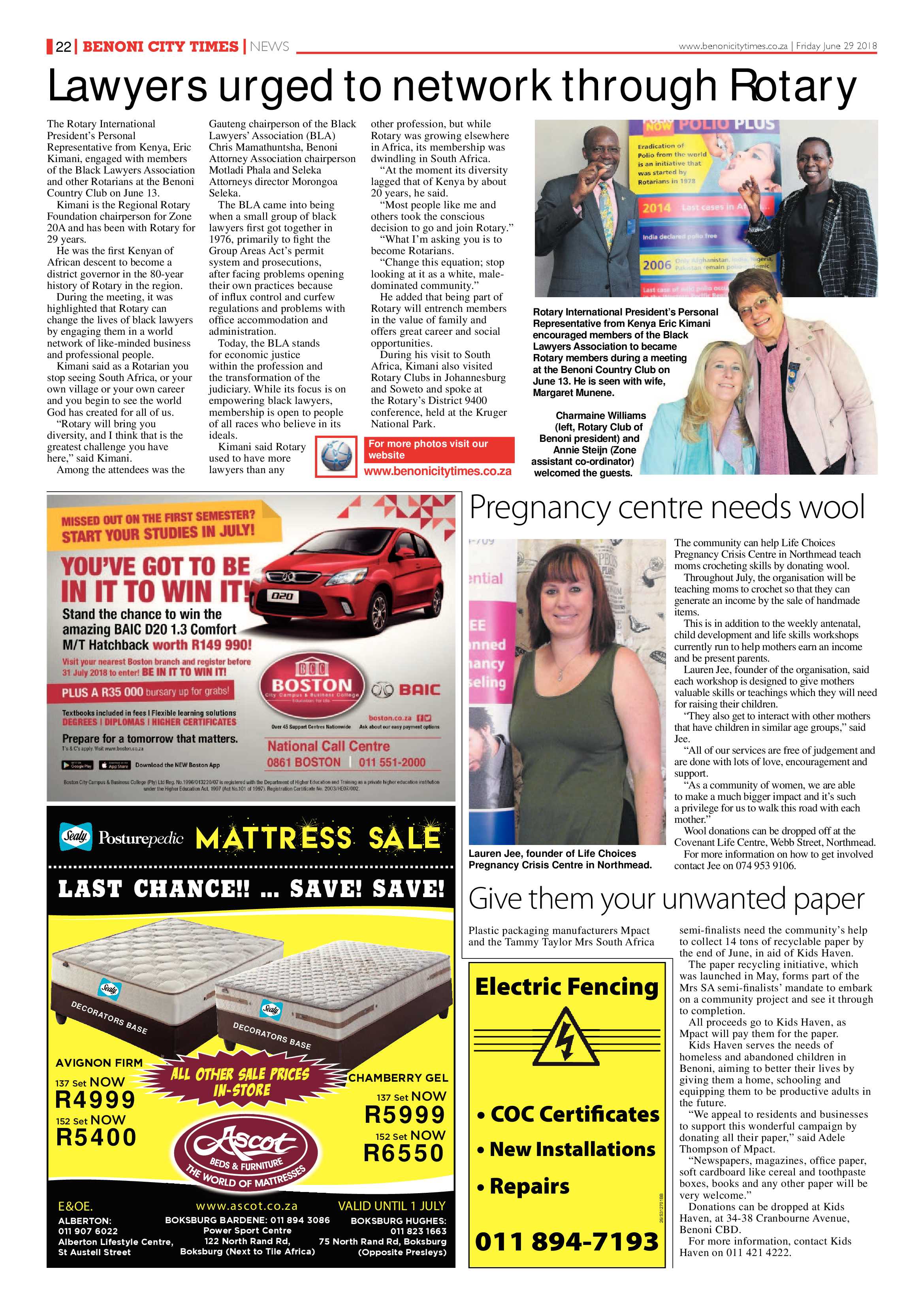 Benoni City Times 28 June 2018 page 22