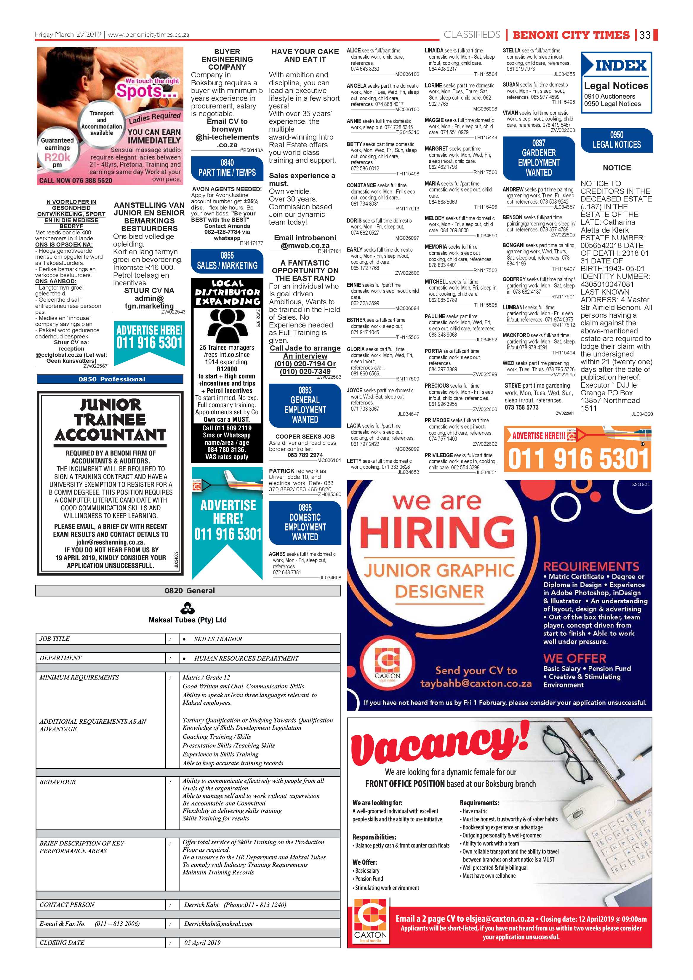 Benoni City Times 28 March 2019 page 33